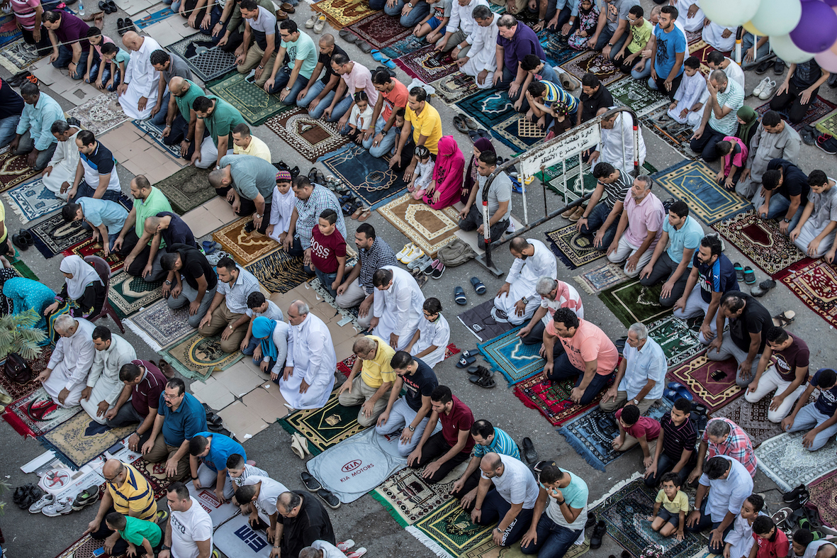 Egyptian Muslims perform the Eid Al-Adha morning prayer in Cairo (AFP/ Khaled Desouki)