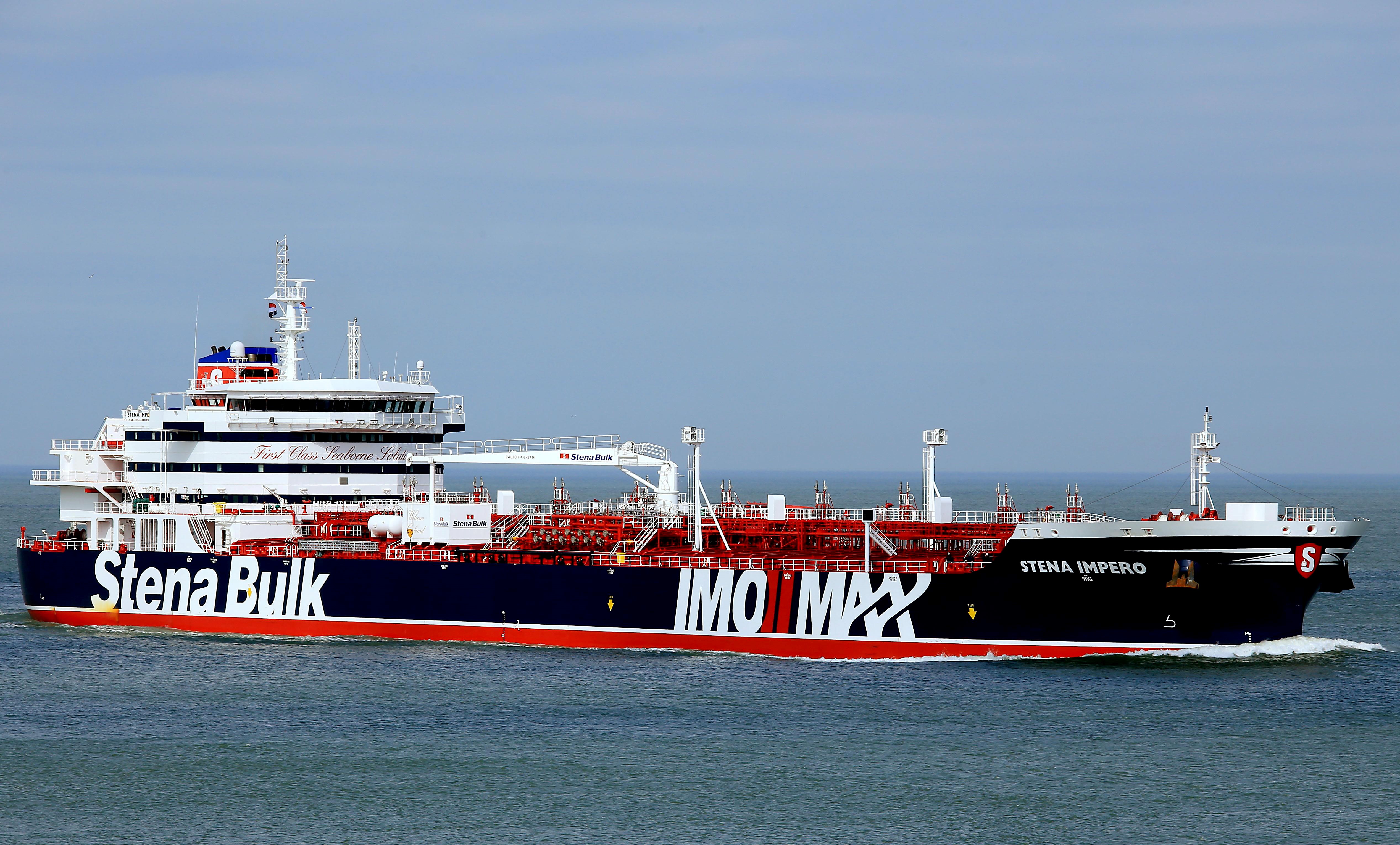 The British-flagged tanker Stena Impero seized by Iran is now at anchor off the port of Bandar Abbas on 20  July (AFP)