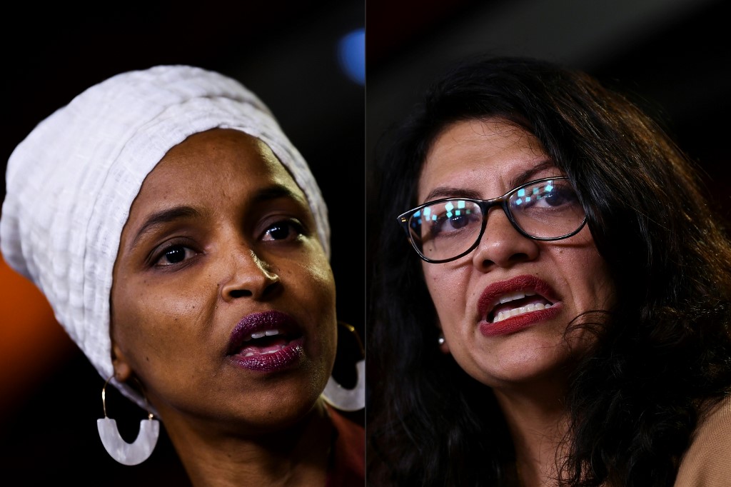 Ilhan Omar (L) and Rashida Tlaib (R) were both barred from entering Israel and the Occupied Palestinian Territories (AFP)