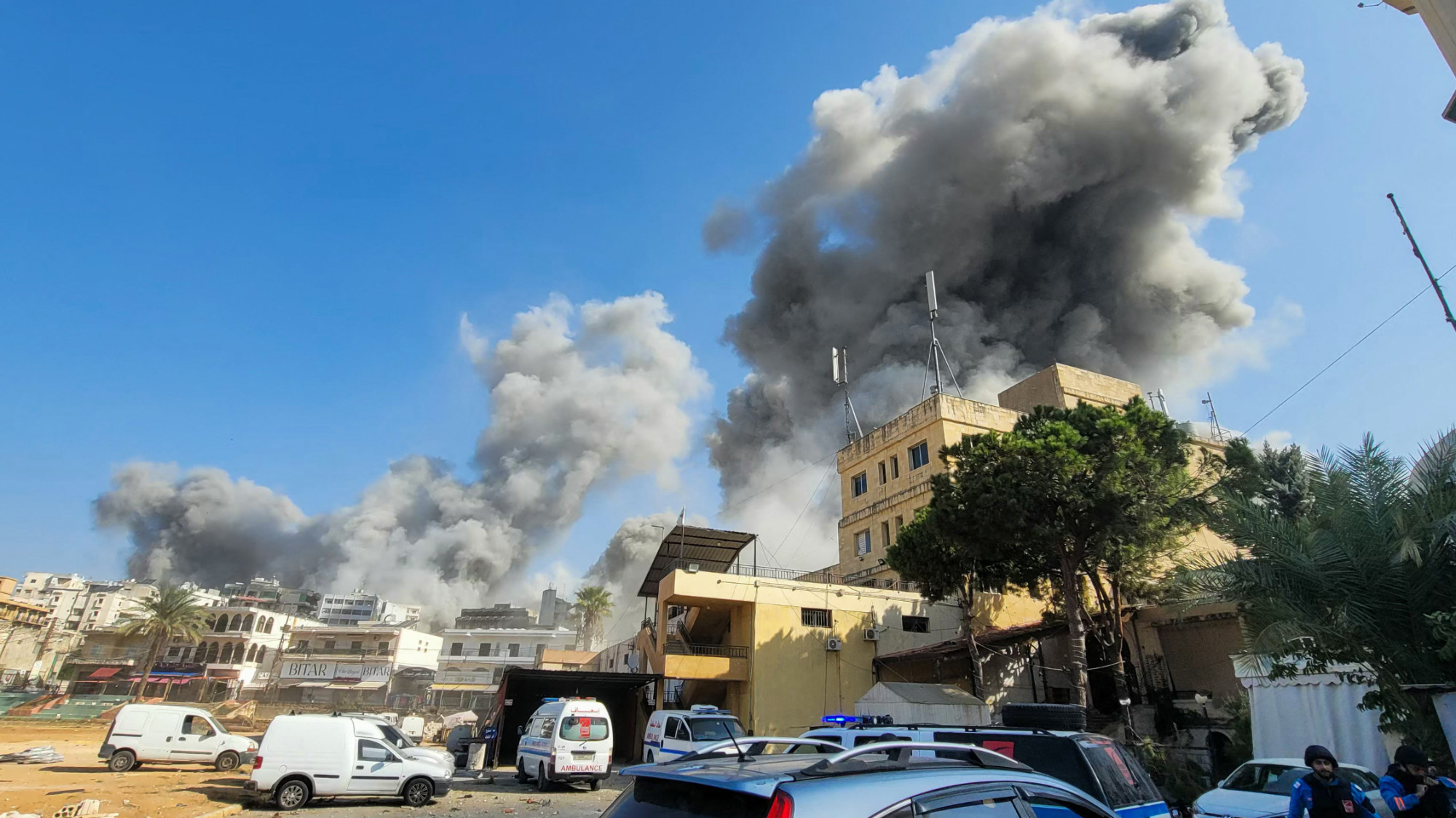 Smoke billows during Israeli airstrikes in the southern Lebanese city of Nabatiyeh on 16 October 2024 (AFP/Abbas Fakih)