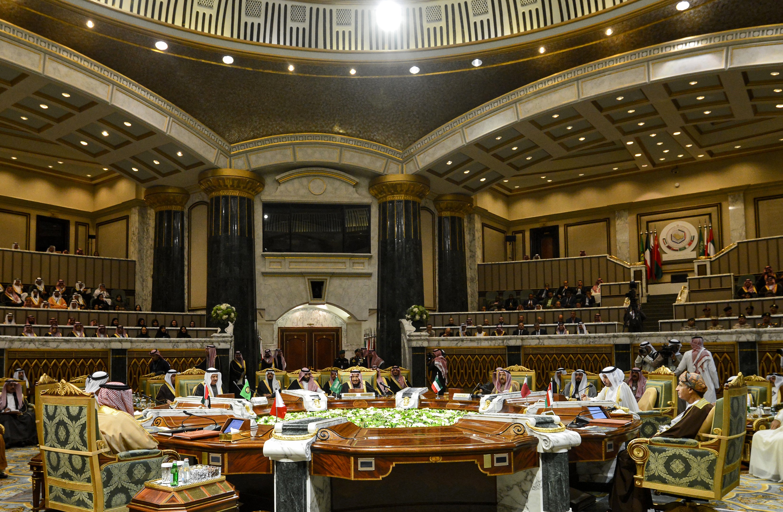 This file photo taken on December 10, 2019, shows a general view of a session of the Gulf Cooperation Council (GCC) summit held in the Saudi capital Riyadh.