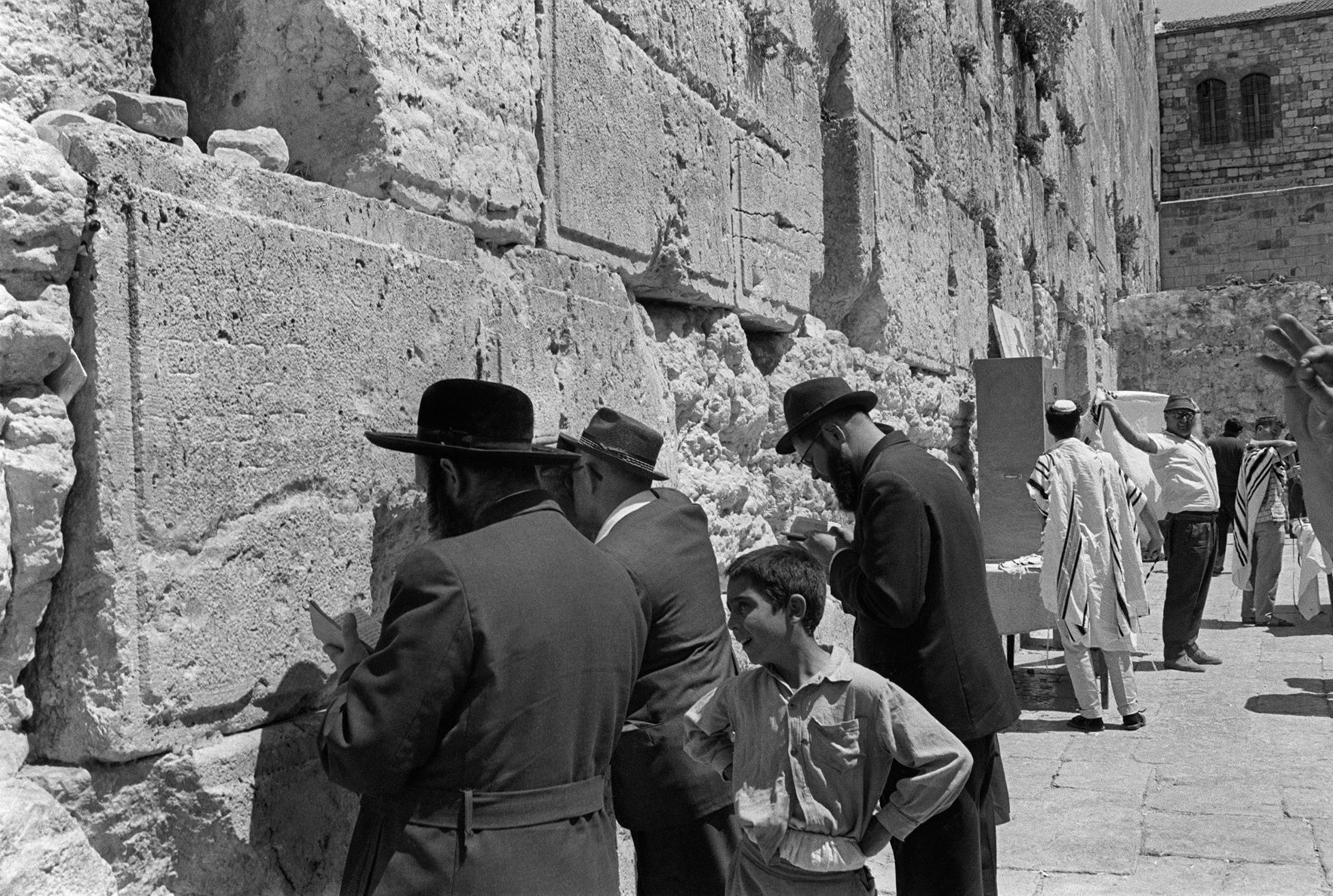 Jews pray on 9 June 1967 at the Western Wall in Jerusalem after the Israeli conquest of East Jerusalem (AFP)