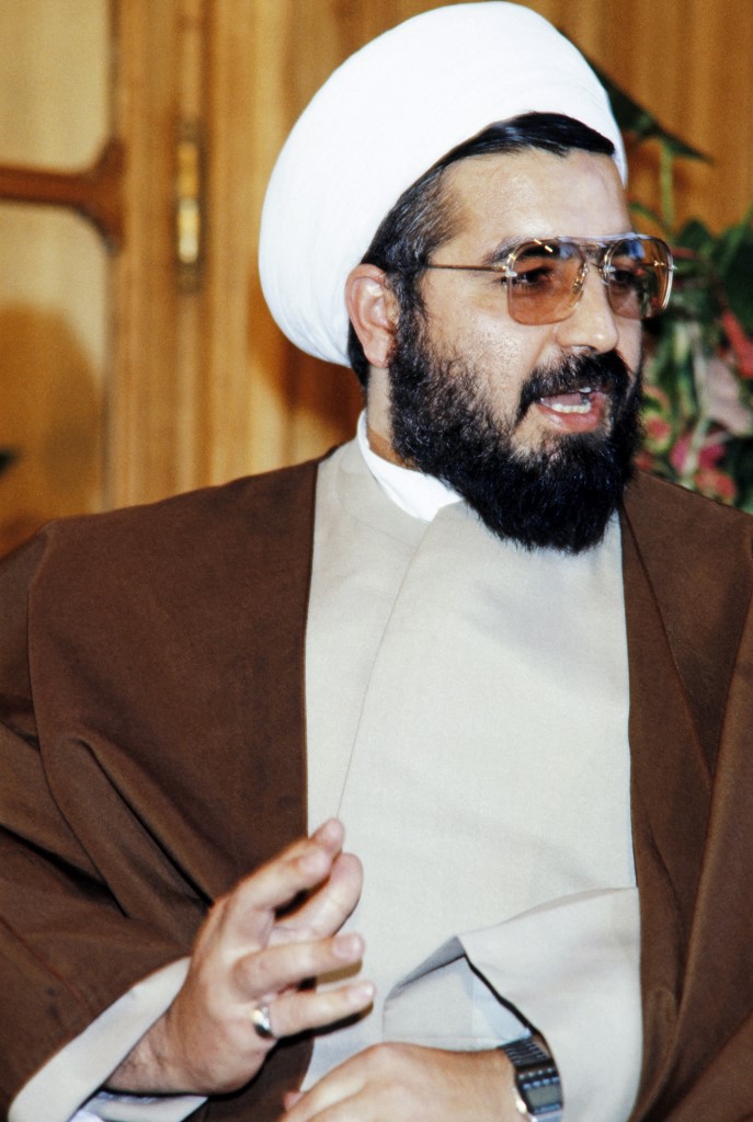 Rouhani attending a press conference in Paris in September 1985 while serving as President of the Defence Committee in the Iranian Parliament (AFP)