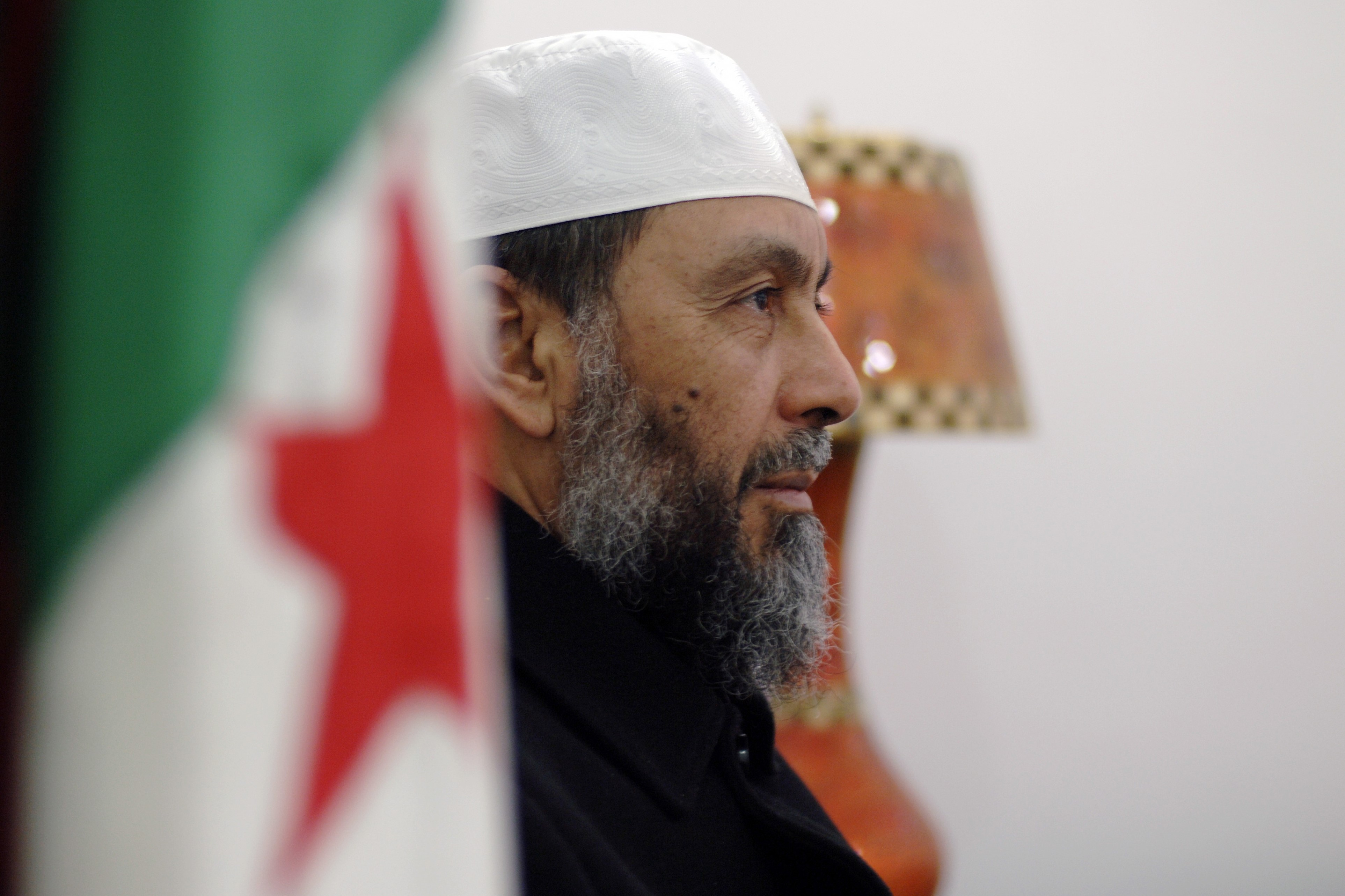 Abdellah Djaballah, the head of Algeria's Islamist Front for Justice and Development (FJD), poses at the party's headquarters in the capital Algiers on 15 January 2017 (AFP)
