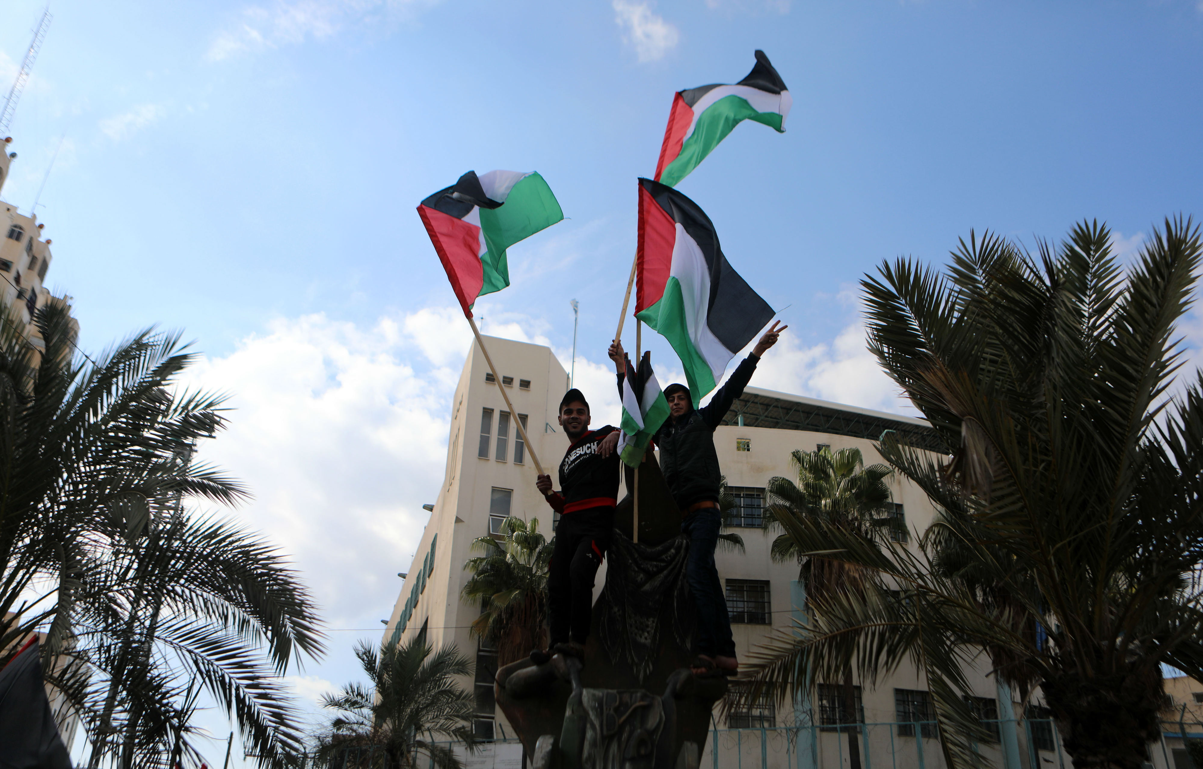 Palestinians in Gaza protest Trump's Israel-Palestine plan (MEE/Muhammad Hajjar)