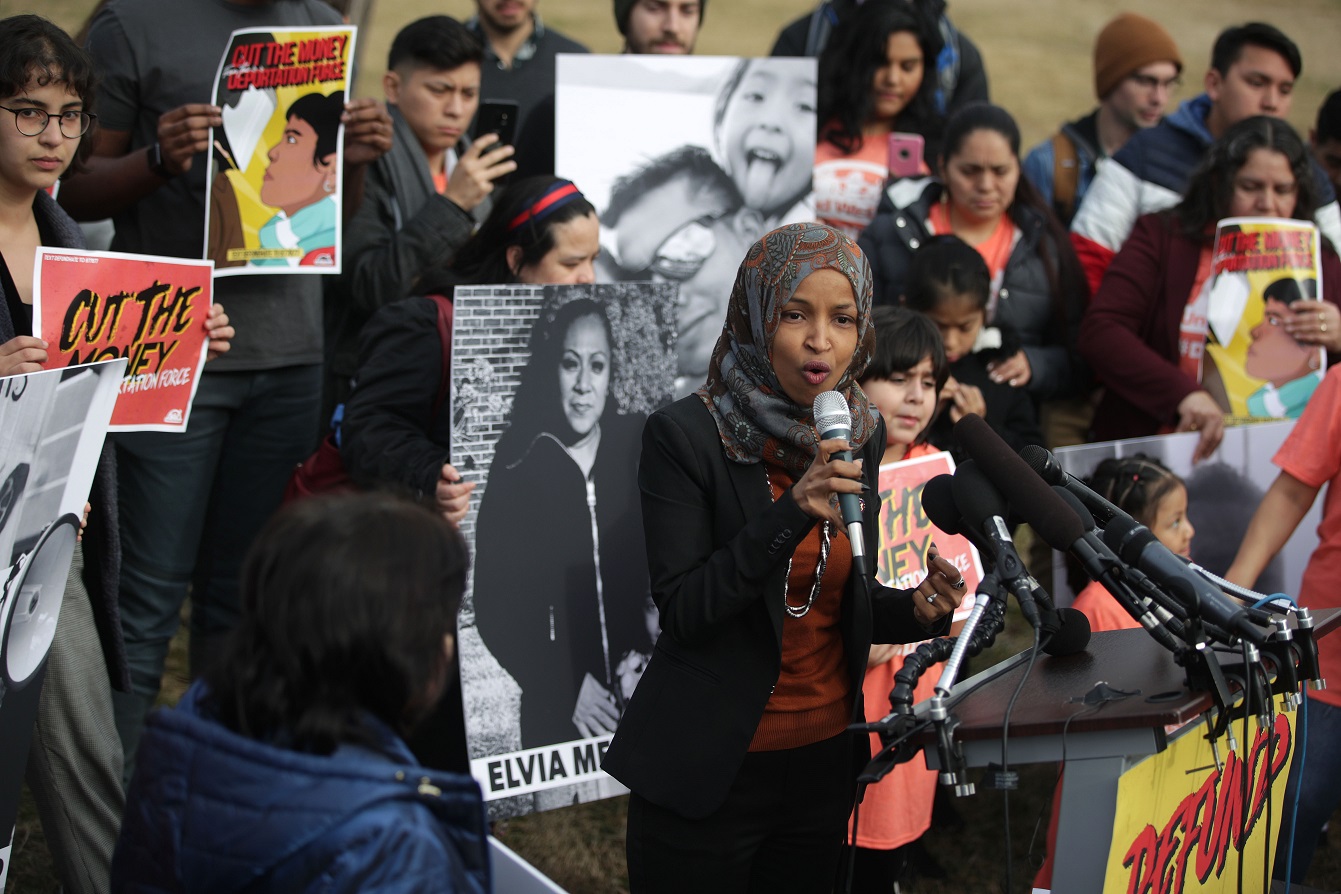 Omar speaking in Washington in February. Since she entered Congress, the attacks on her have become ludicrous, even dangerous (Alex Wong / AFP)
