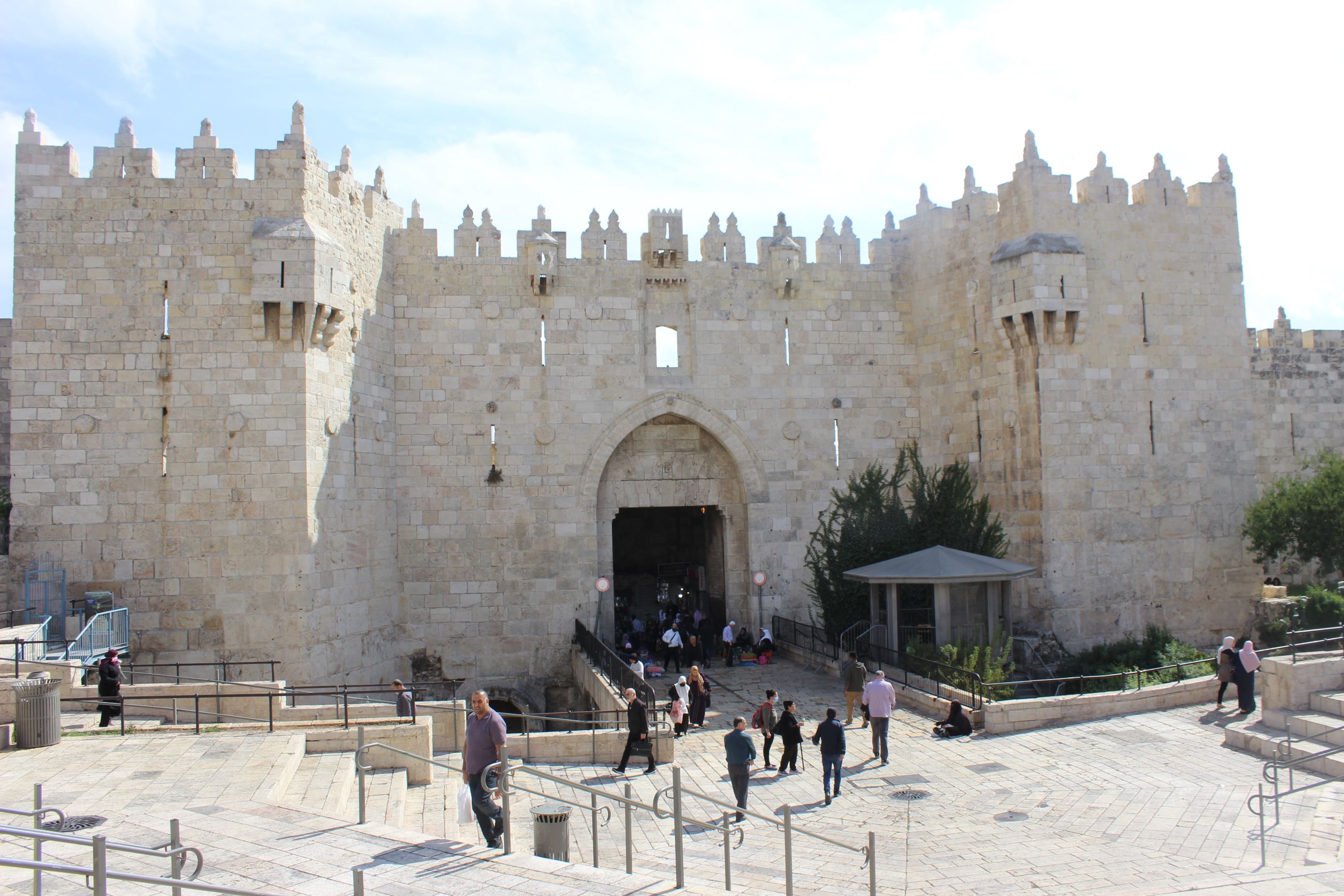 A general picture of Damascus Gate, one of the old city gates, after spraying the place for consecutive days with waste water (Aseel Jundi)