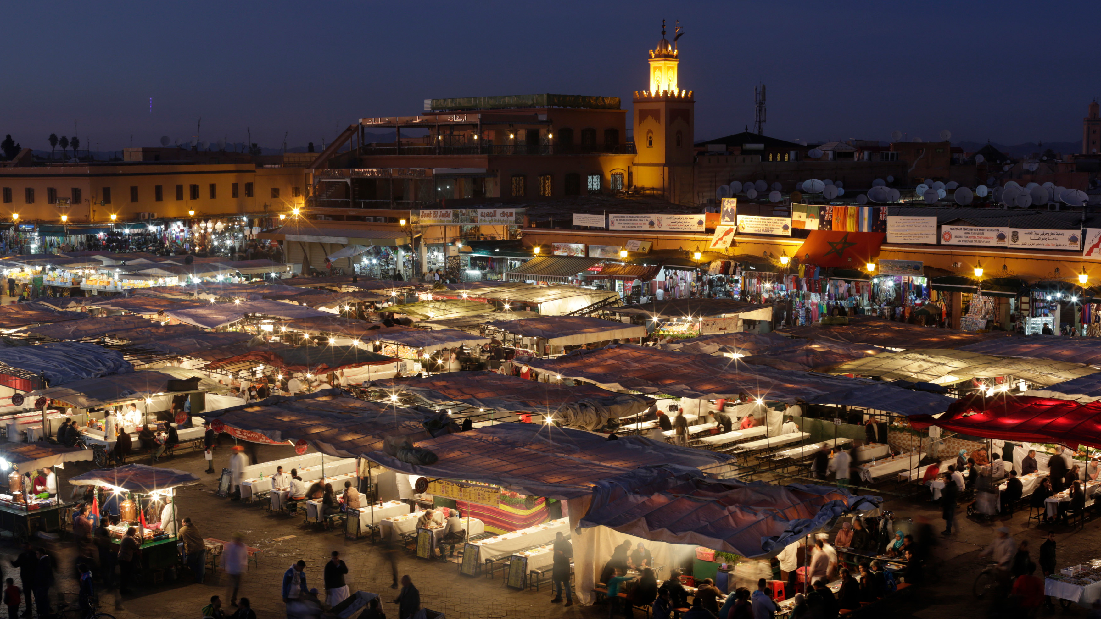 A view of Djamaa Lafna square and its restaurants in Marrakech's old city 18 December 2014 (Reuters)