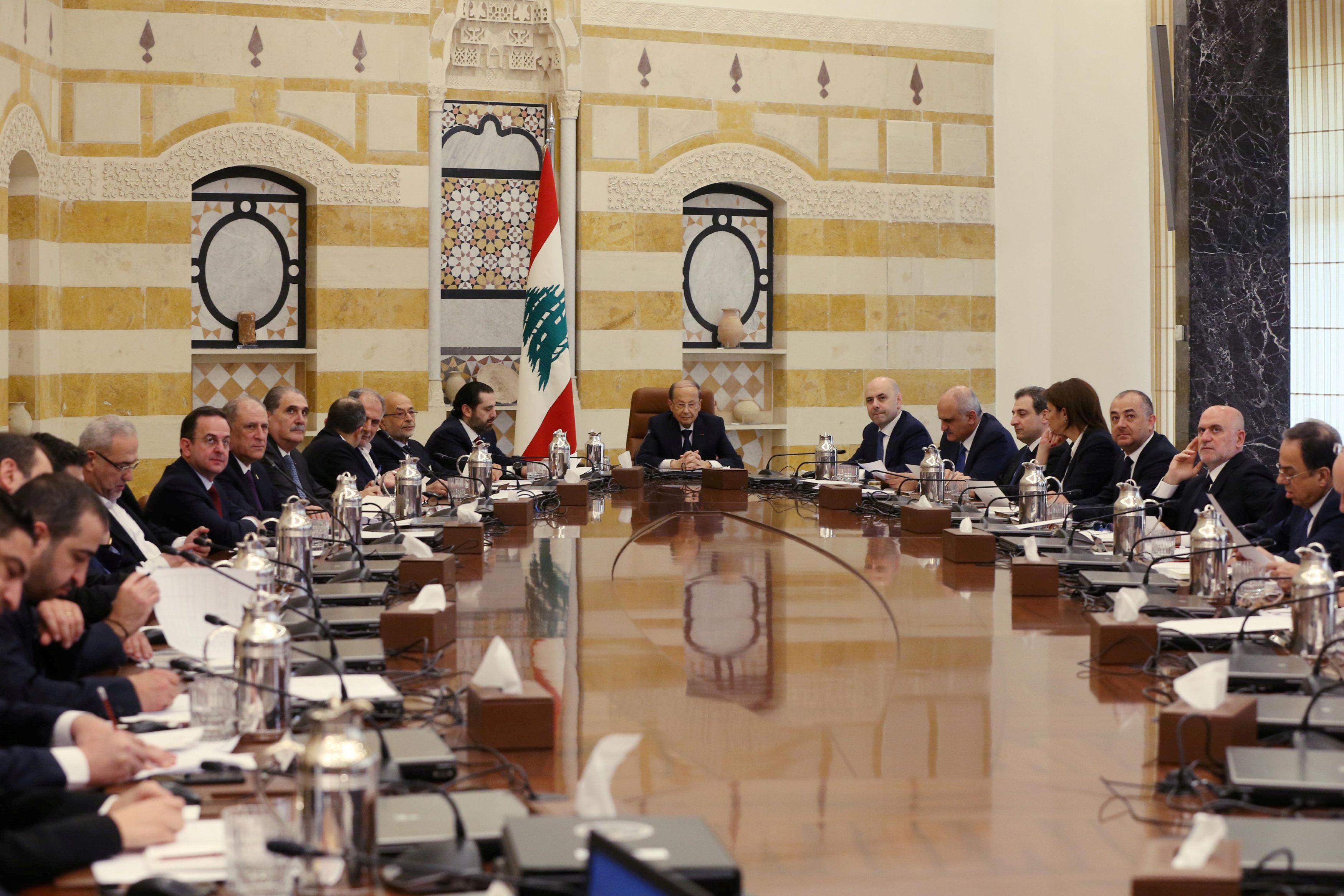 Lebanese President Michel Aoun heads the first meeting of the new Saad al-Hariri's cabinet at the presidential palace in Baabda (Reuters)