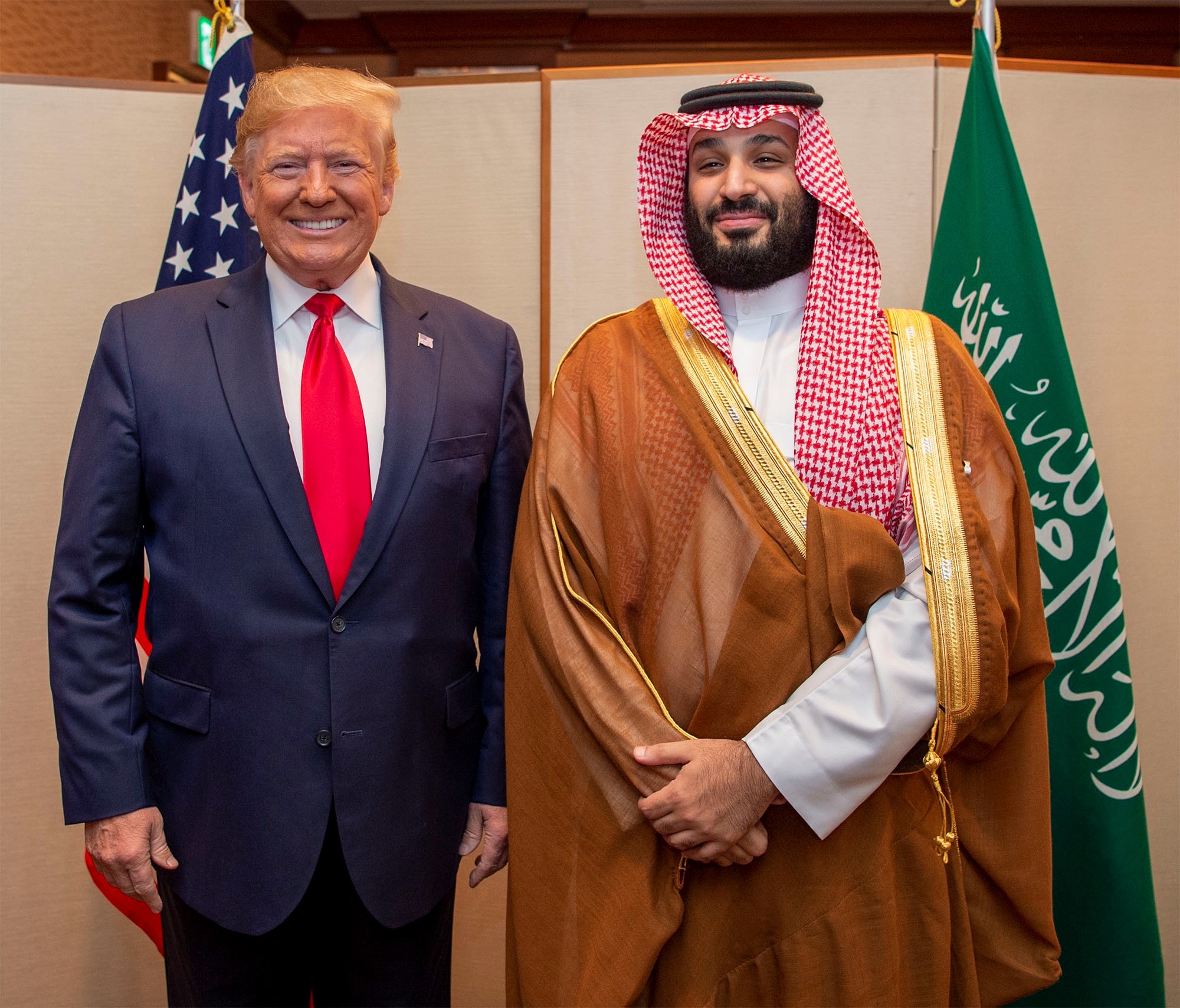 Saudi Arabia's Crown Prince Mohammed bin Salman meets with US President Donald Trump on 29 June (Reuters)