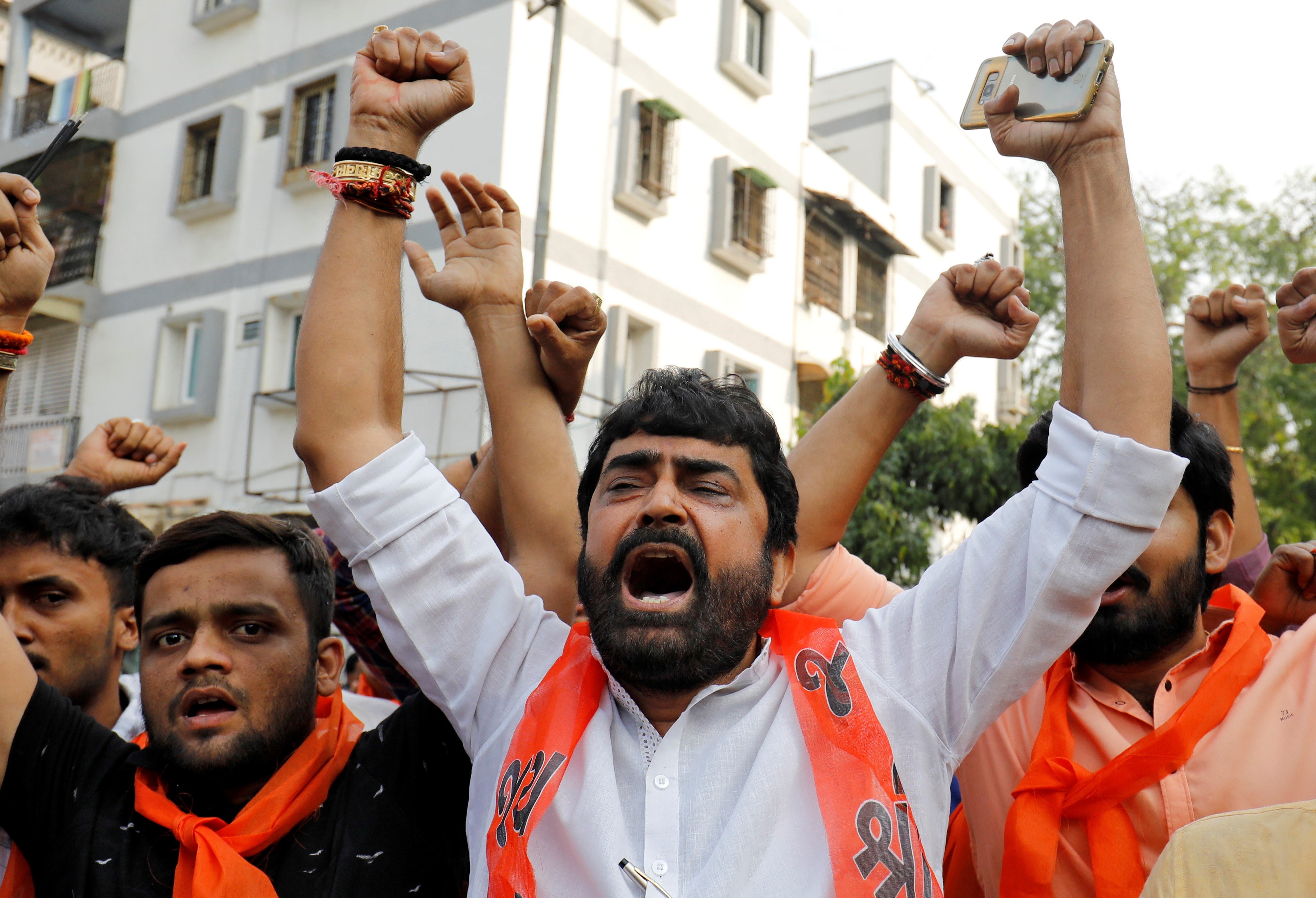  Supporters of the Vishva Hindu Parishad (VHP), a Hindu nationalist organisation (Reuters)