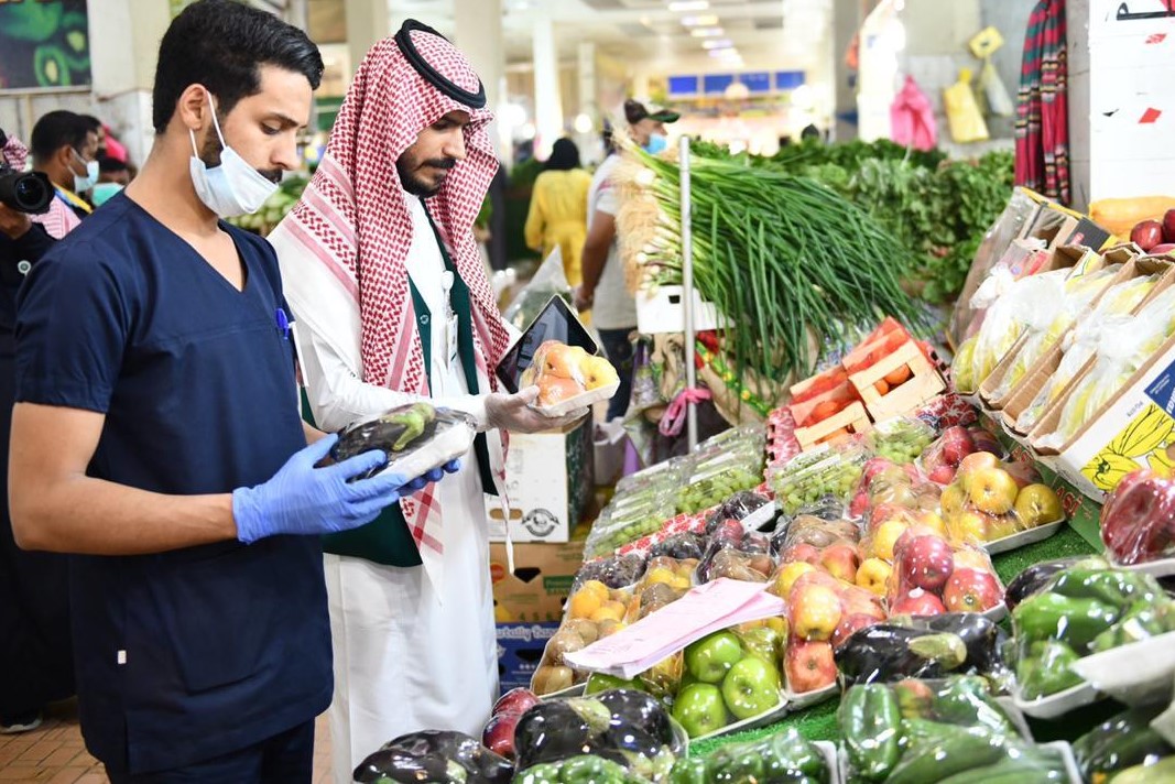 Saudi citizens in a supermarket in Riyadh on 2 April (Reuters)