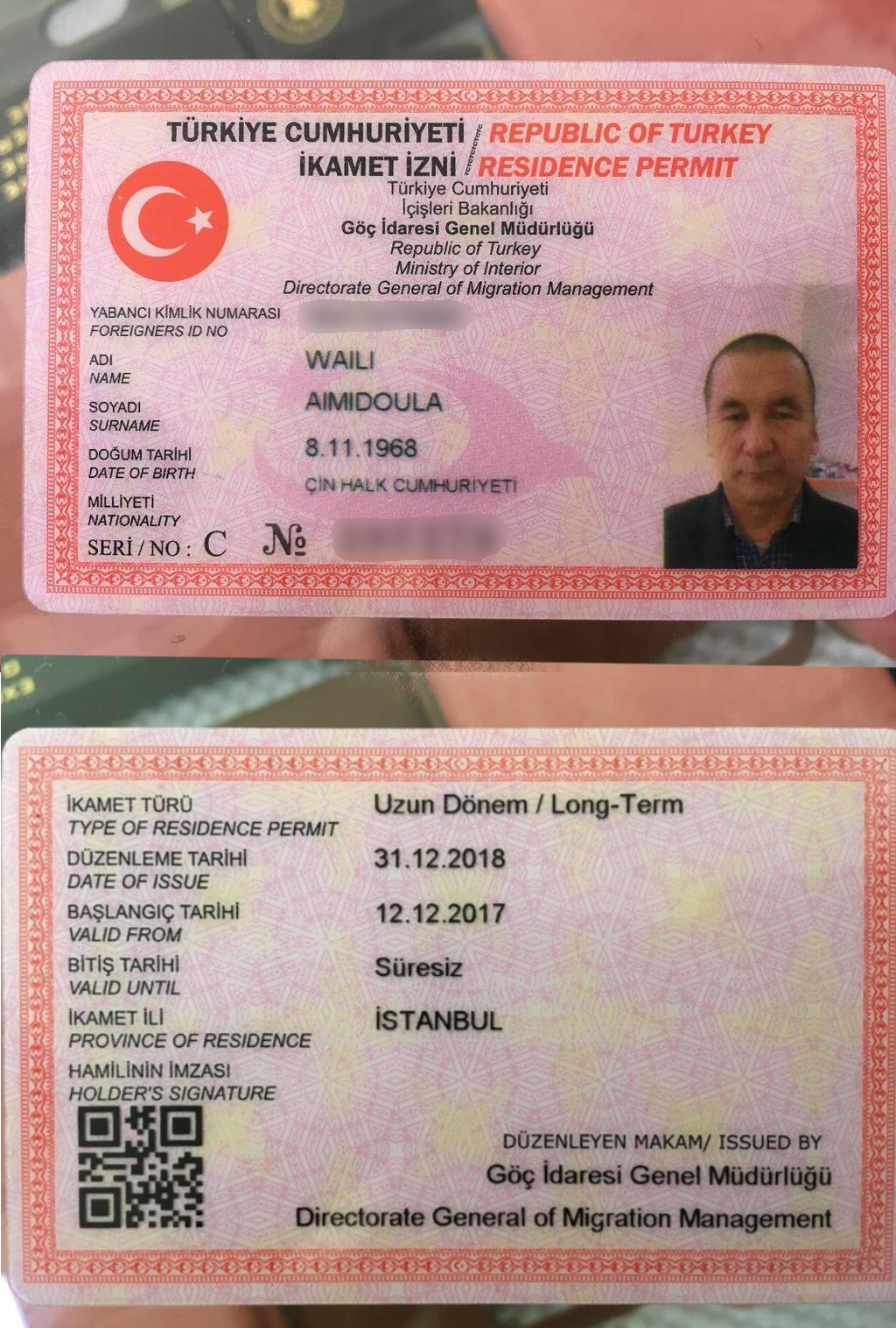 Aimidoula Waili has permanent residency in Turkey but said he could not go to the airport because he fears deportation (Supplied) 