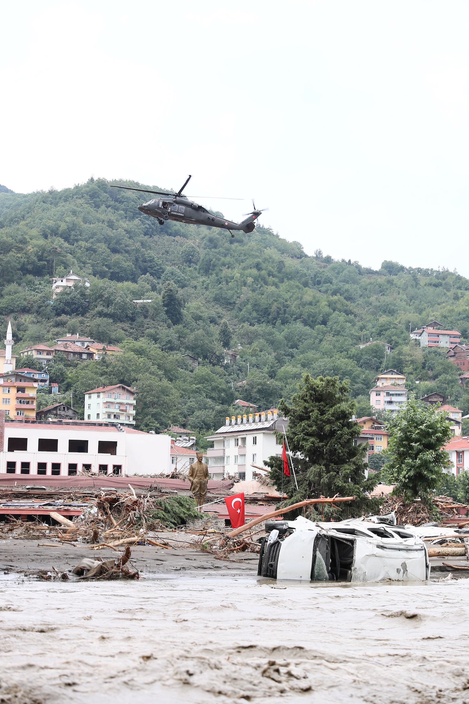 Turkey Flash Floods helicopter car