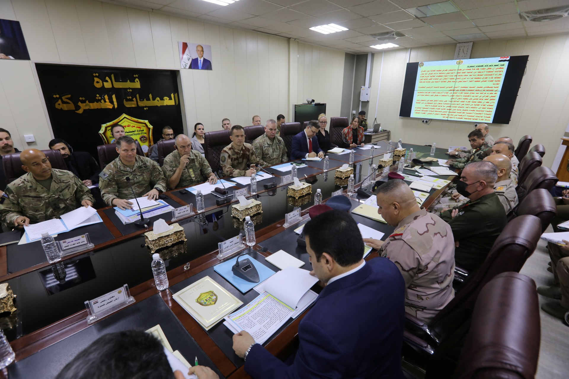An Iraqi commander speaks during a meeting with US and coalition commanders in Baghdad, 9 December (Reuters)