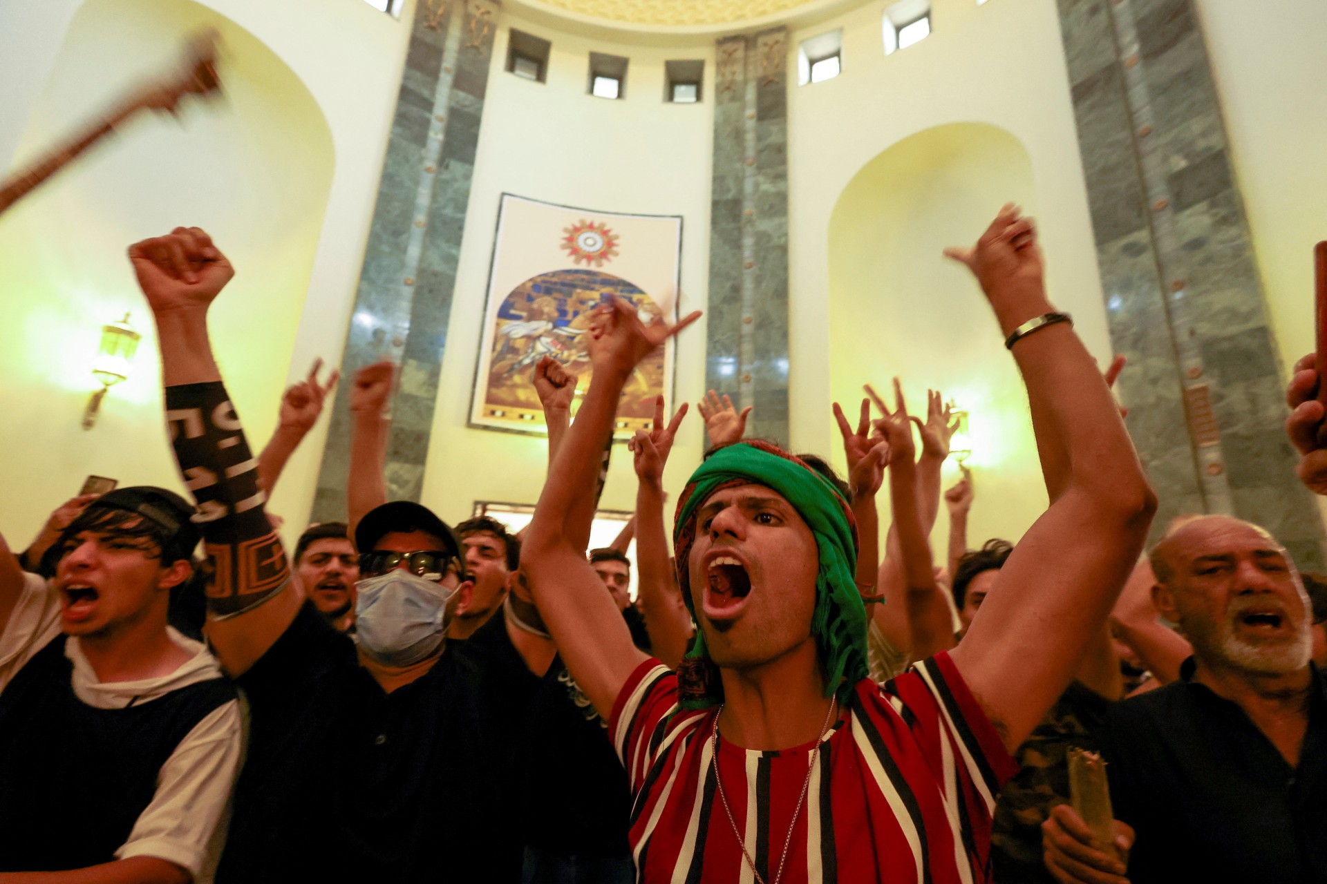 Supporters of Muqtada al-Sadr protest in the Green Zone (Reuters)