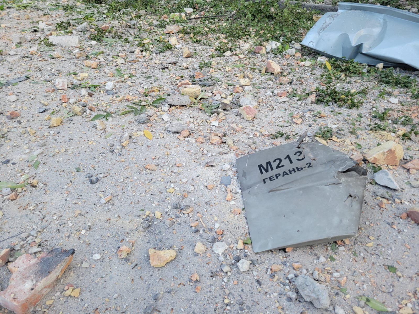 A part of what Ukrainian authorities consider to be an Iranian made suicide drone Shahed-136 is seen after it was shot down in Odesa on 25 September (Reuters)