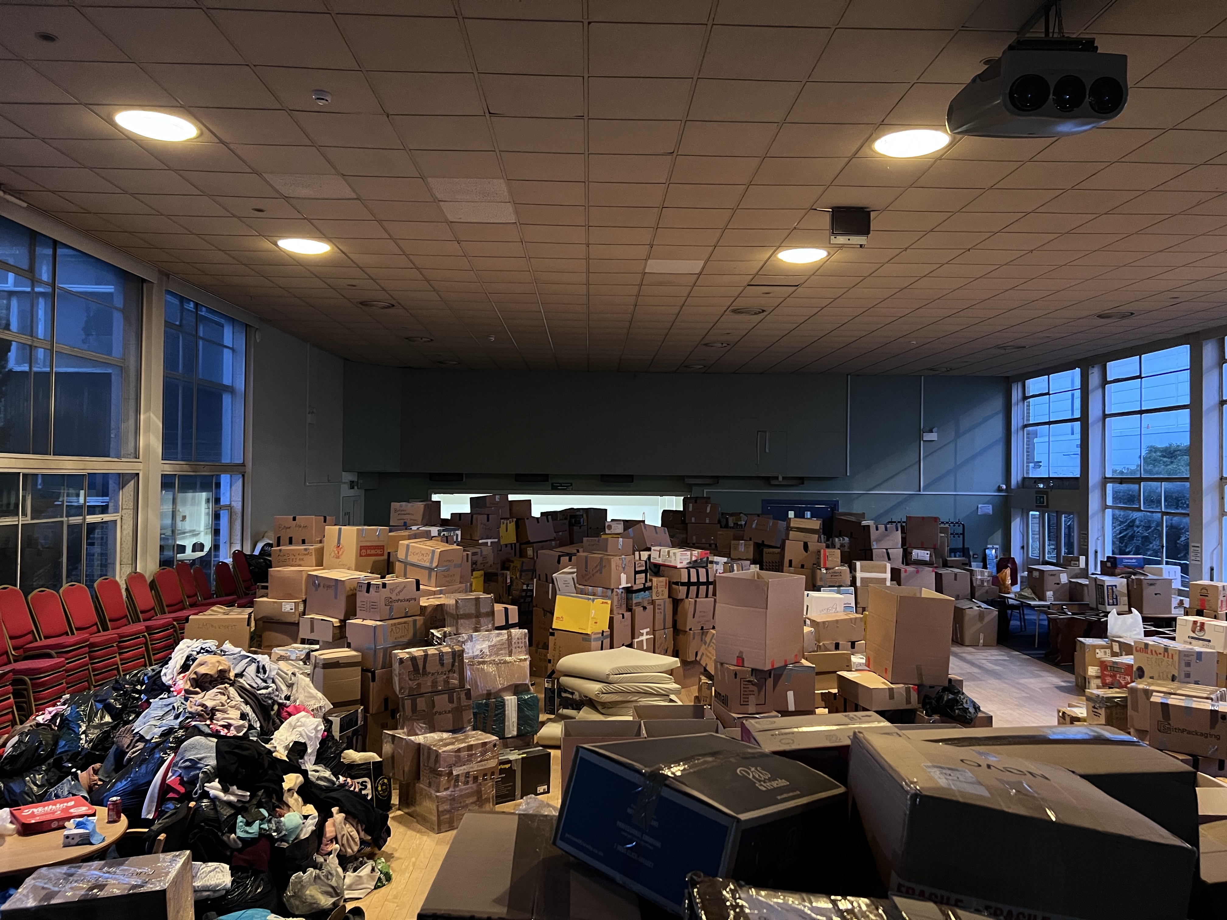 Haringey Council provided local community groups space to store donations that have been sorted and prepared for transport 