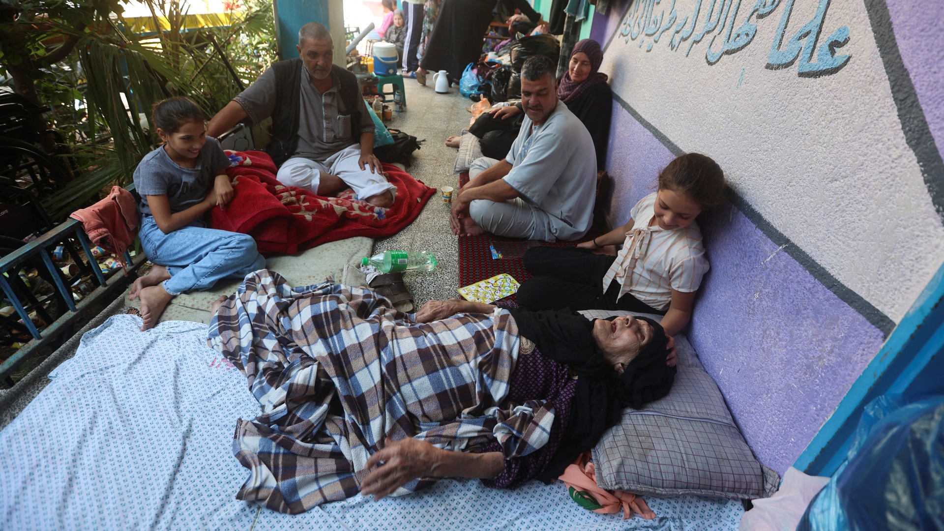 Palestinians shelter at a United Nations-run school in Khan Younis (Reuters)