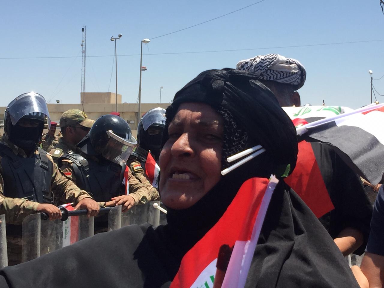 Um Mohammed, the most prominent protester in Basra (Azhar Al-Rubaie)