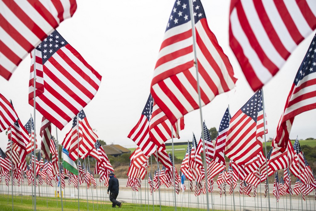 A 9/11 memorial in California is pictured on 11 September 2020 (AFP)