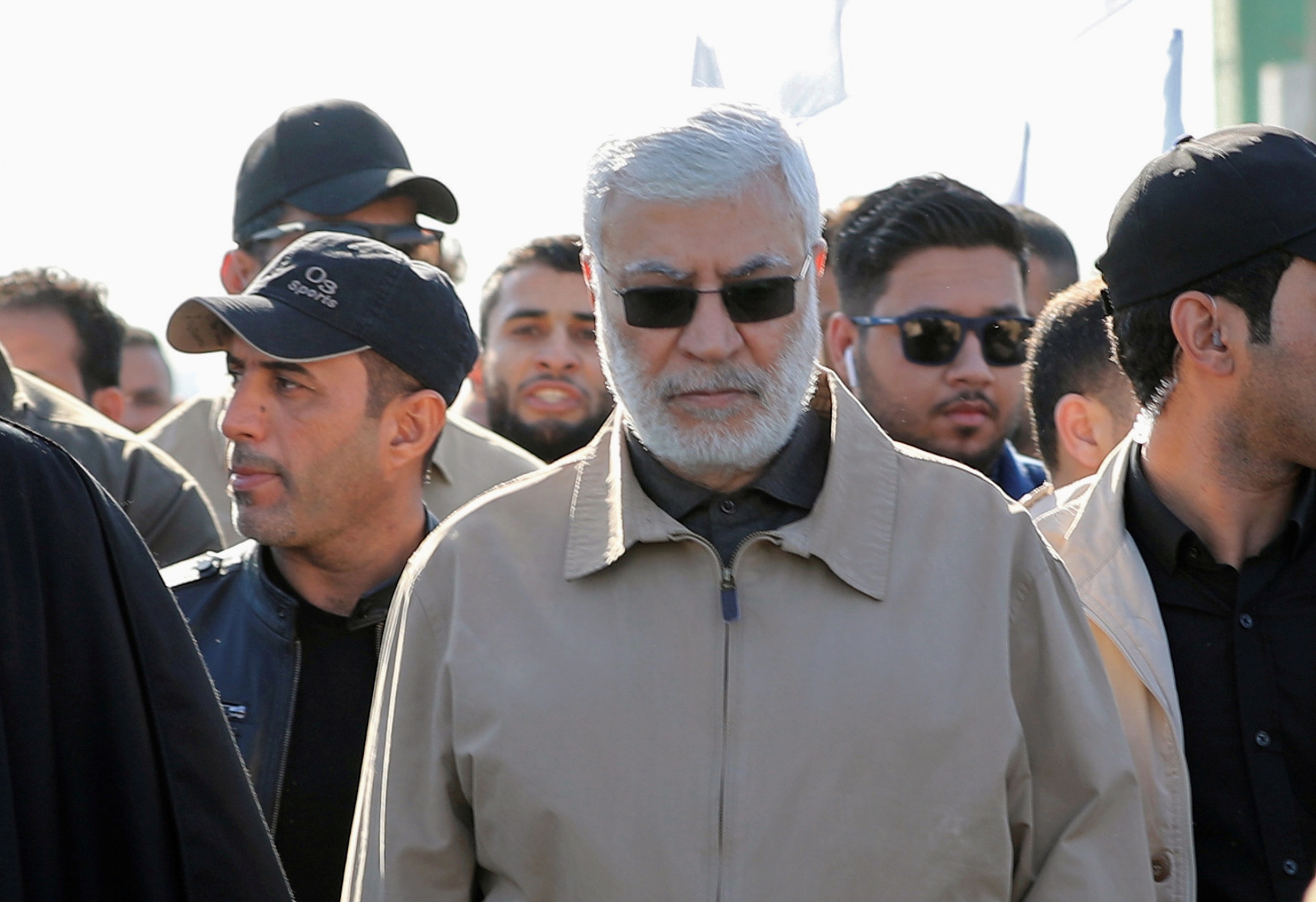 Abu Mahdi al-Muhandis, pictured here on 31 December 2019 attending a funeral for members of the Hashd al-Shaabi paramilitary group killed in a US air strike (Reuters)