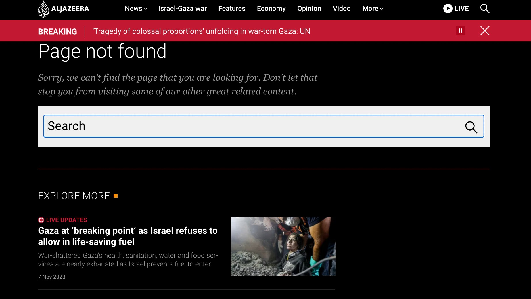 View of webpage that briefly hosted video of the 3 November episode of UpFront (Al Jazeera)