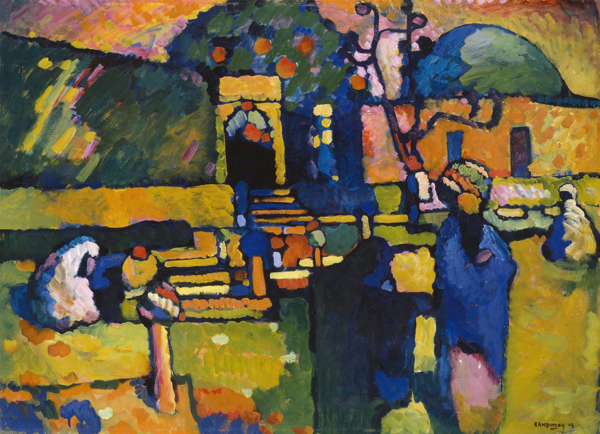 Kandinsky's visually striking Arabs I (Cemetery) painting showcases his foray into abstract art (Hamburger Kunsthalle/Elke Walford)