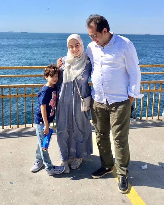 Eltaweel with her husband and their son Yahya (Arwa Eltaweel)