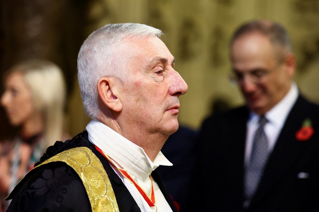Britain's Speaker of the House of Commons Lindsay Hoyle at the state opening of parliament, London, 7 November 2023 (Hannah McKayAFP)