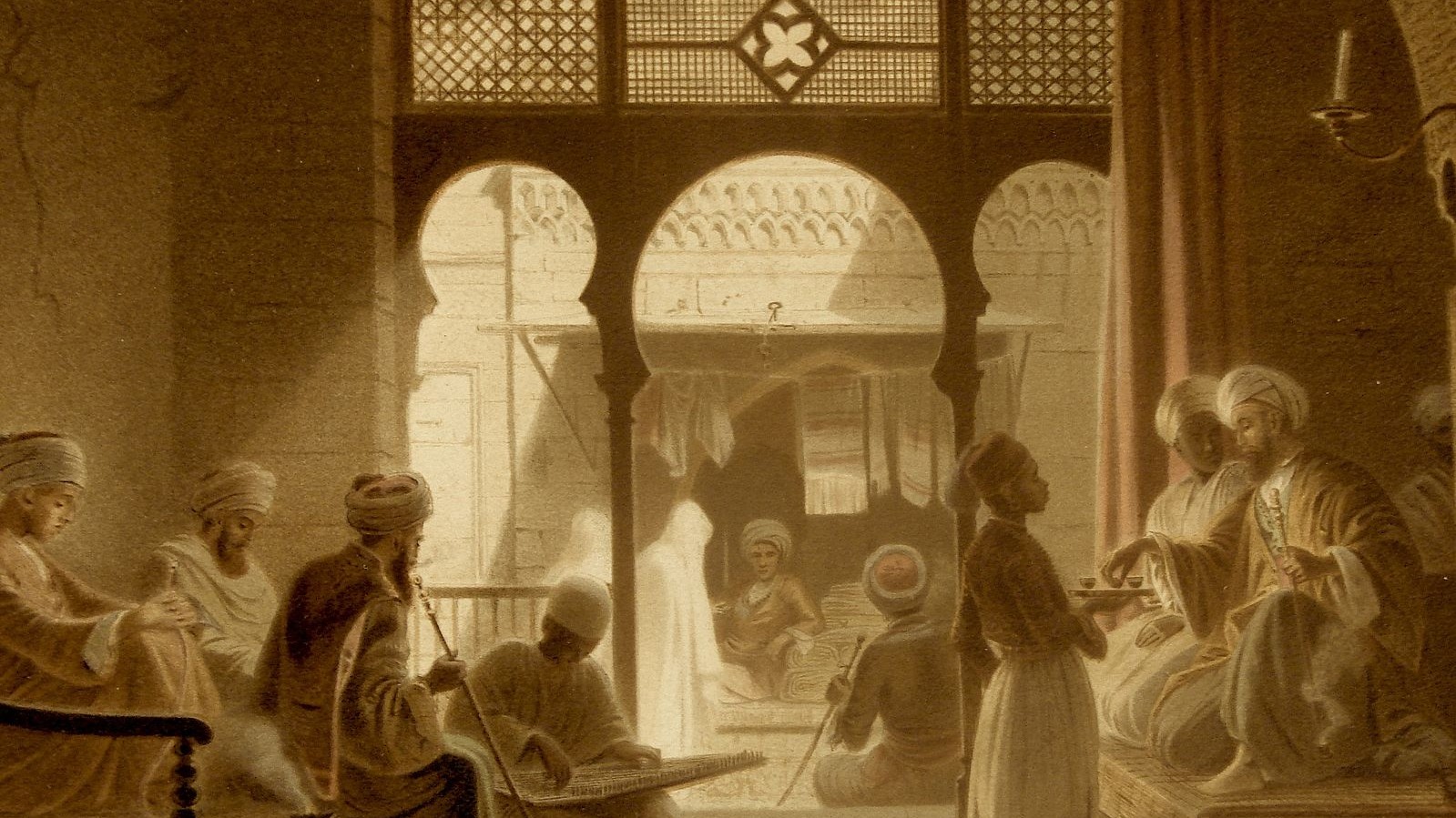 Coffee house in 18th century Cairo