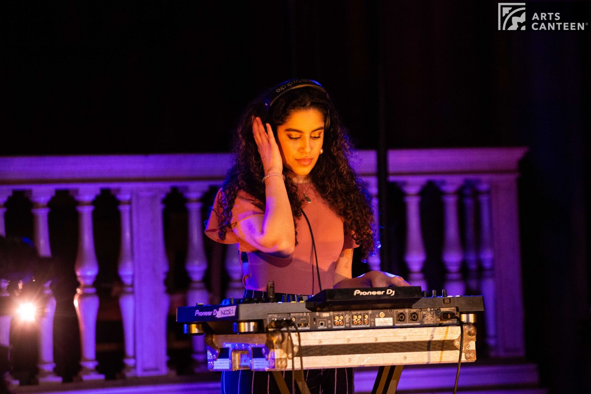 DJ Nooriyah playing popular records insued with Middle Eastern and North African sounds for a live audience. She will be one of the performances of Fierce Voices series produced by Arts Canteen on 17 July (Courtesy of Shubbak festival))