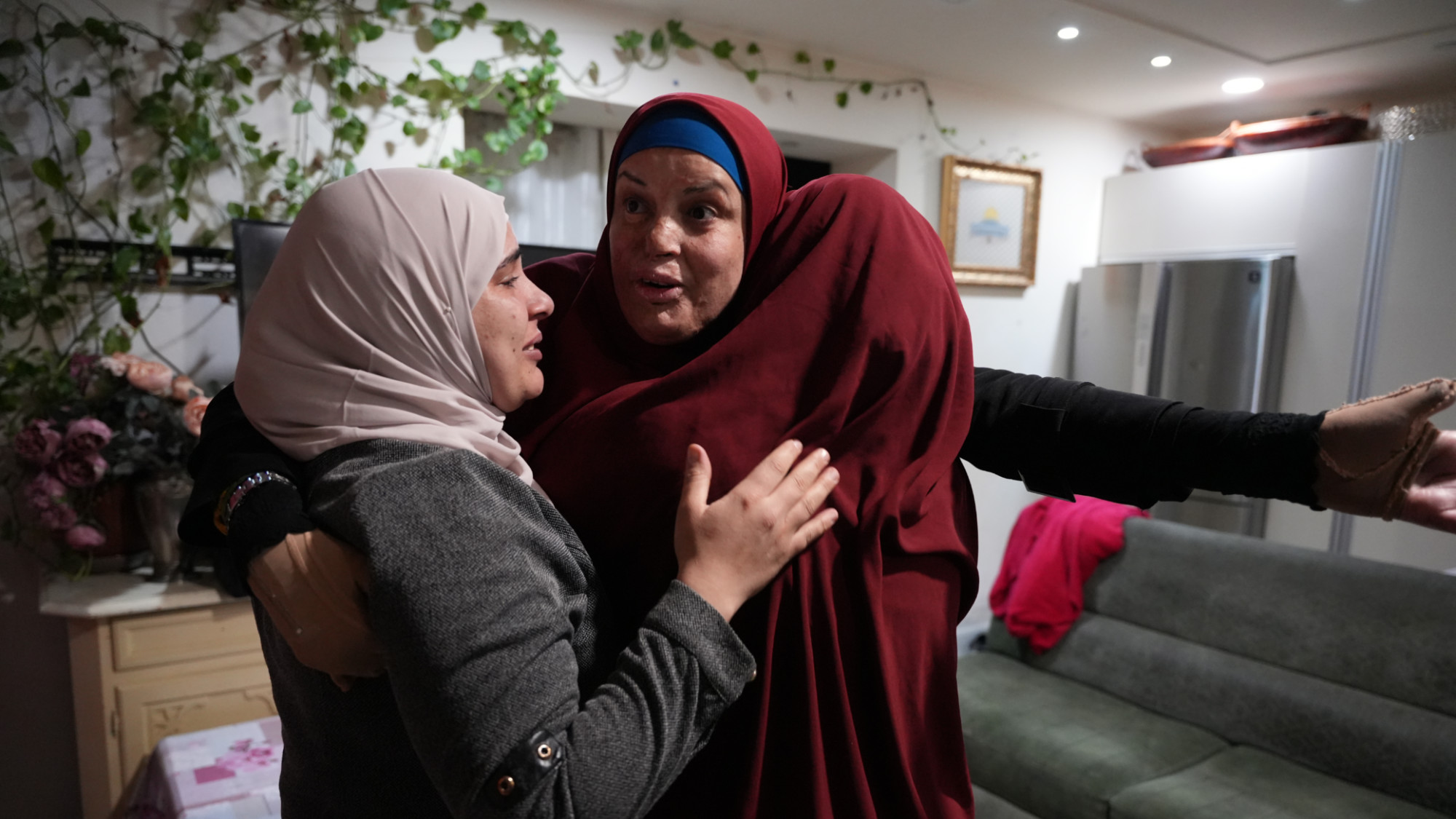 Israa Jaabis pictured at her home after her release from Israeli jail (MEE/Latifeh Abdellatif)