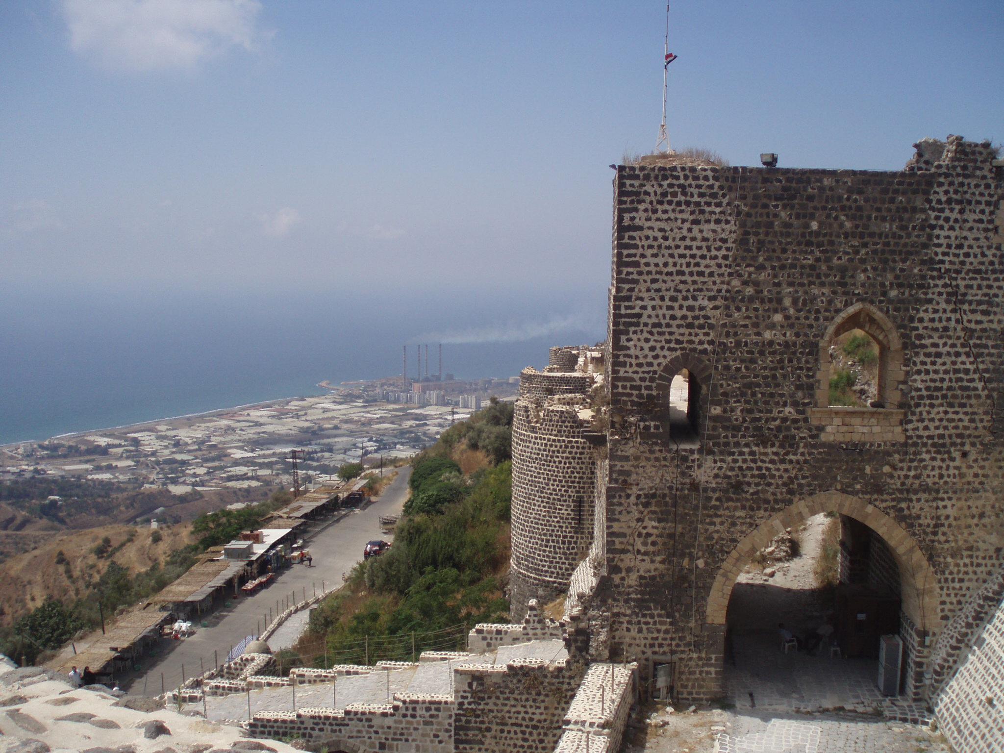 The black basalt walls of Marqab Crusader Castle, overlooking the Mediterranean.