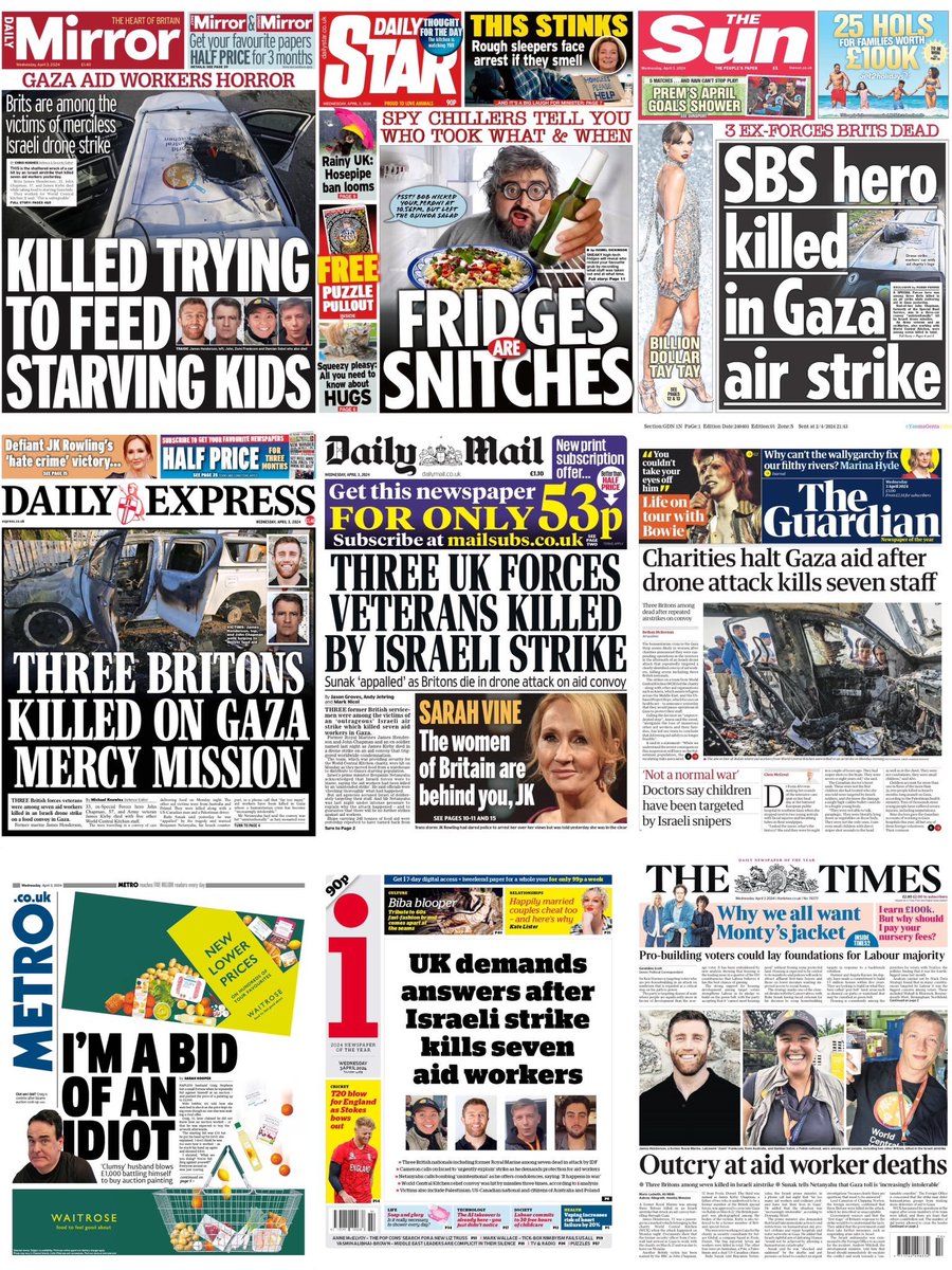 British front pages