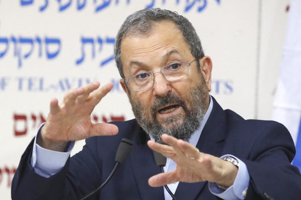 Former Israeli prime minister Ehud Barak holds a press conference at Beit Sokolov in Tel Aviv on June 26, 2019 to announce that he will be running in the upcoming elections in September. AFP