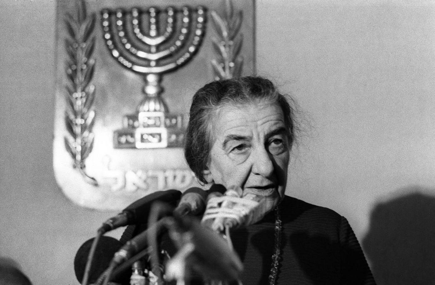 L’ancienne Première ministre israélienne Golda Meir, photographiée en 1973, avait nié qu’il y avait « un peuple palestinien en Palestine » (AFP)