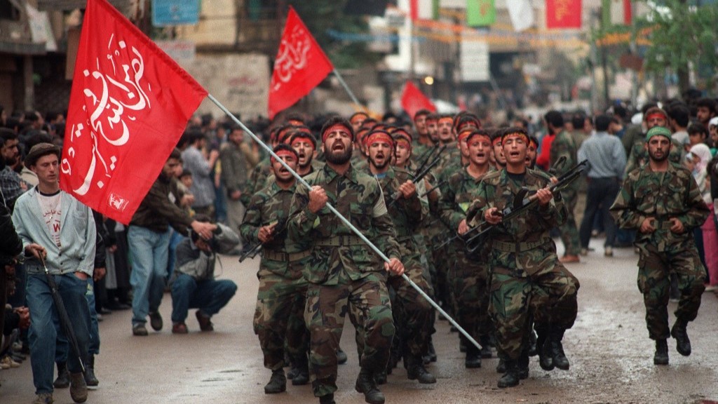 Hezbollah parade in Lebanon on 12 November 1989 (AFP)