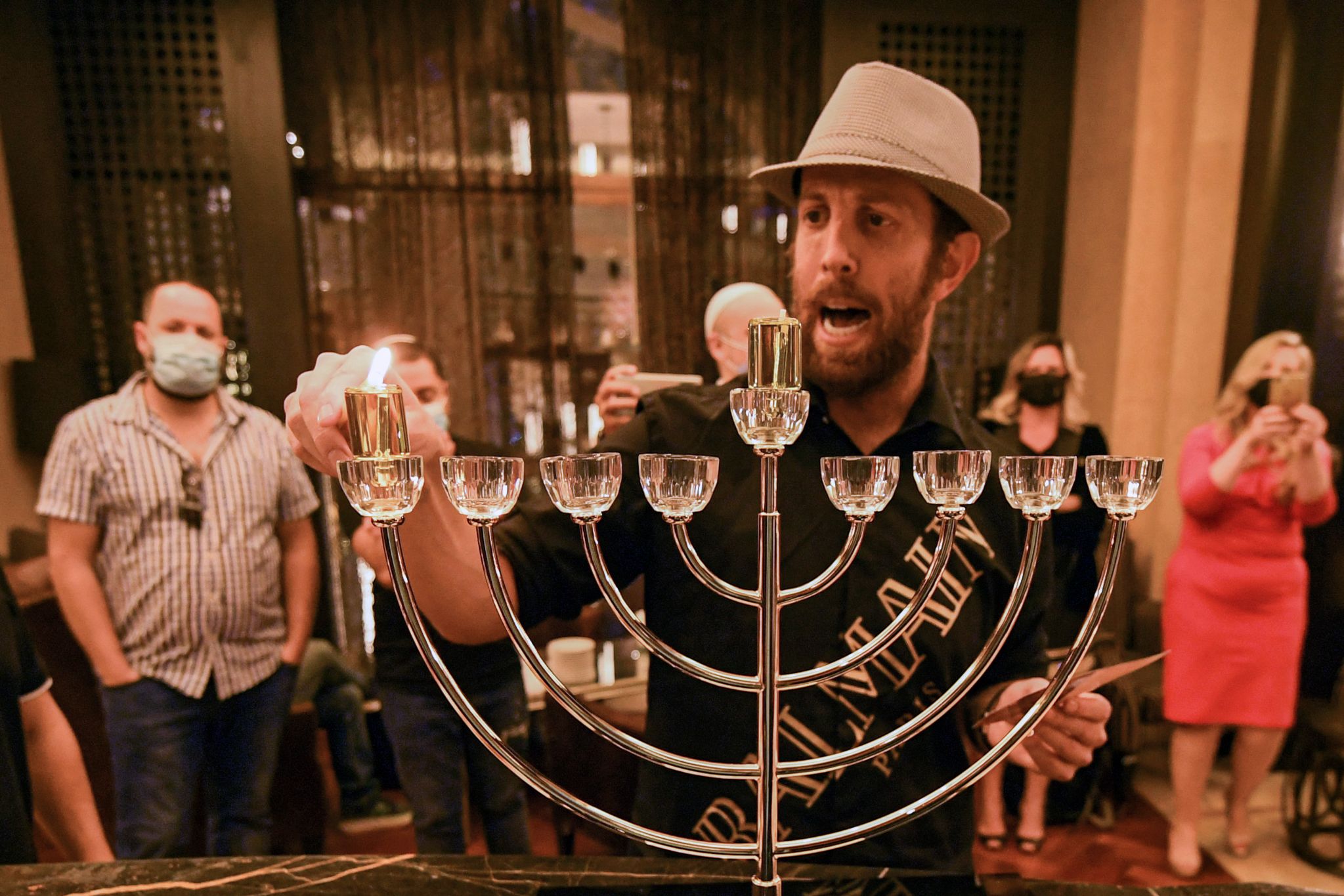 Last year Hanukkah was celebrated publicly for the first time in the UAE (AFP/Karim Sahib)