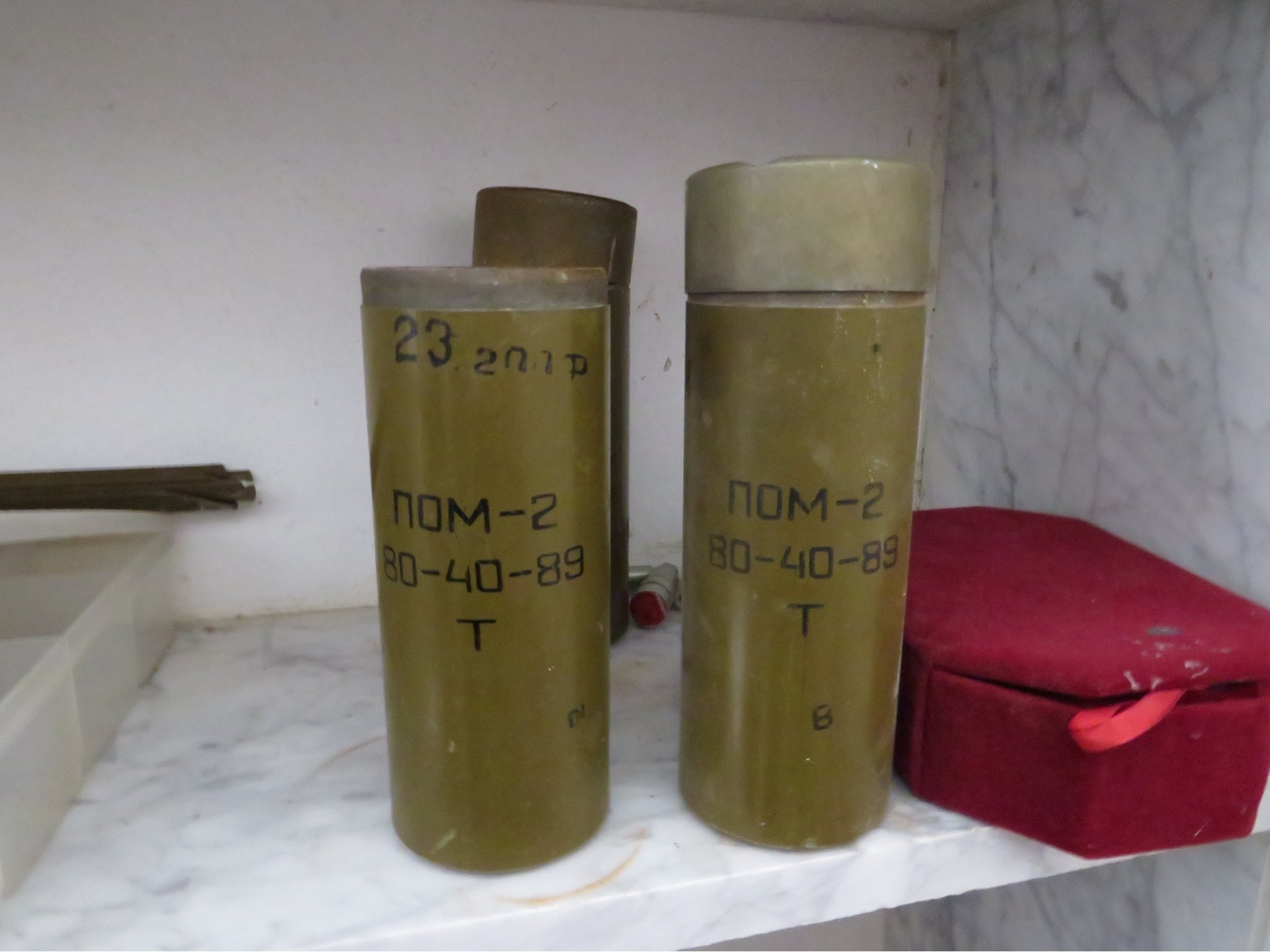 PAM-2 anti-personnel mines recovered from the Tripoli battlefield (MEE/Daniel Hilton)
