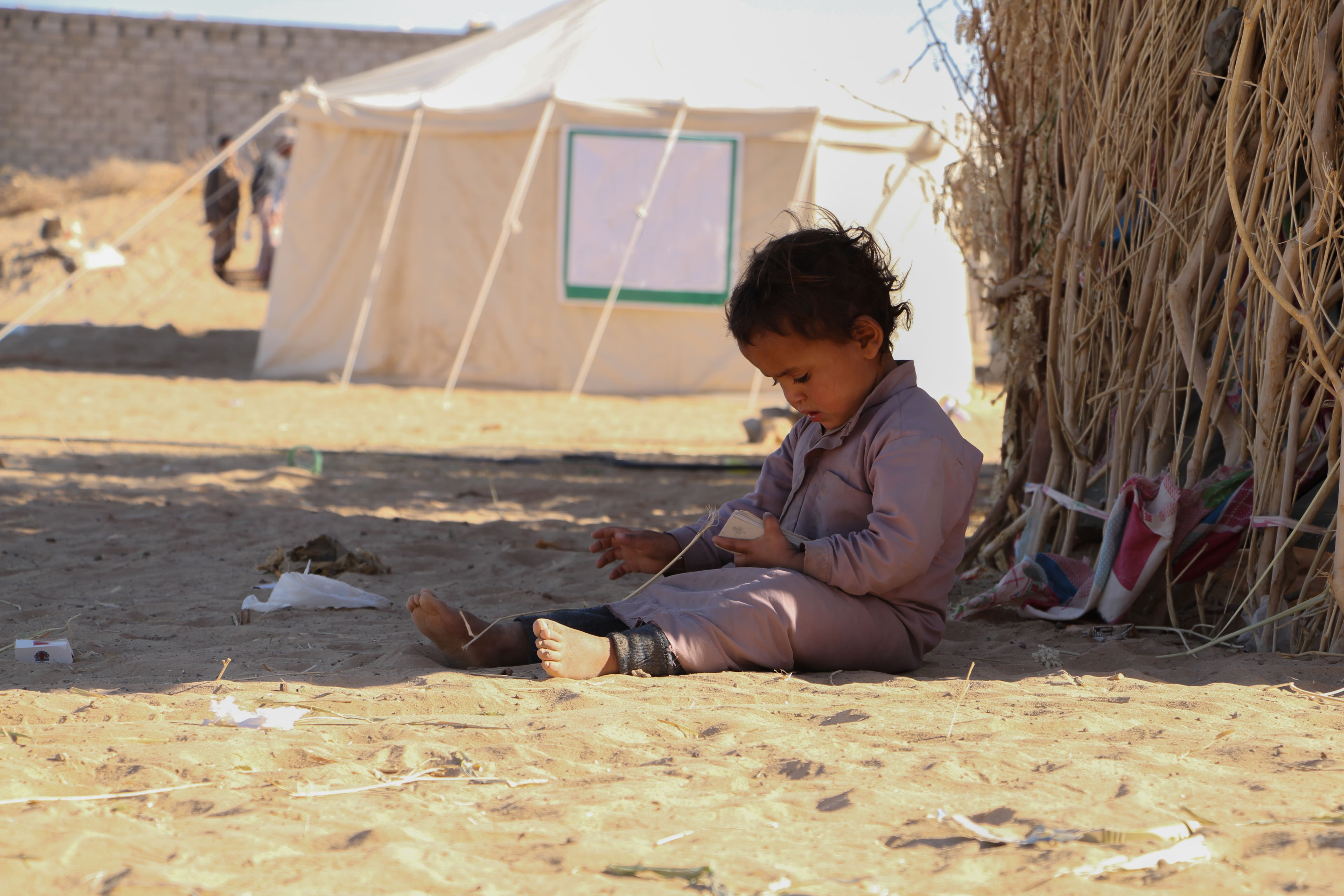 A displaced Yemeni boy in Marib, April 2021 (MEE)