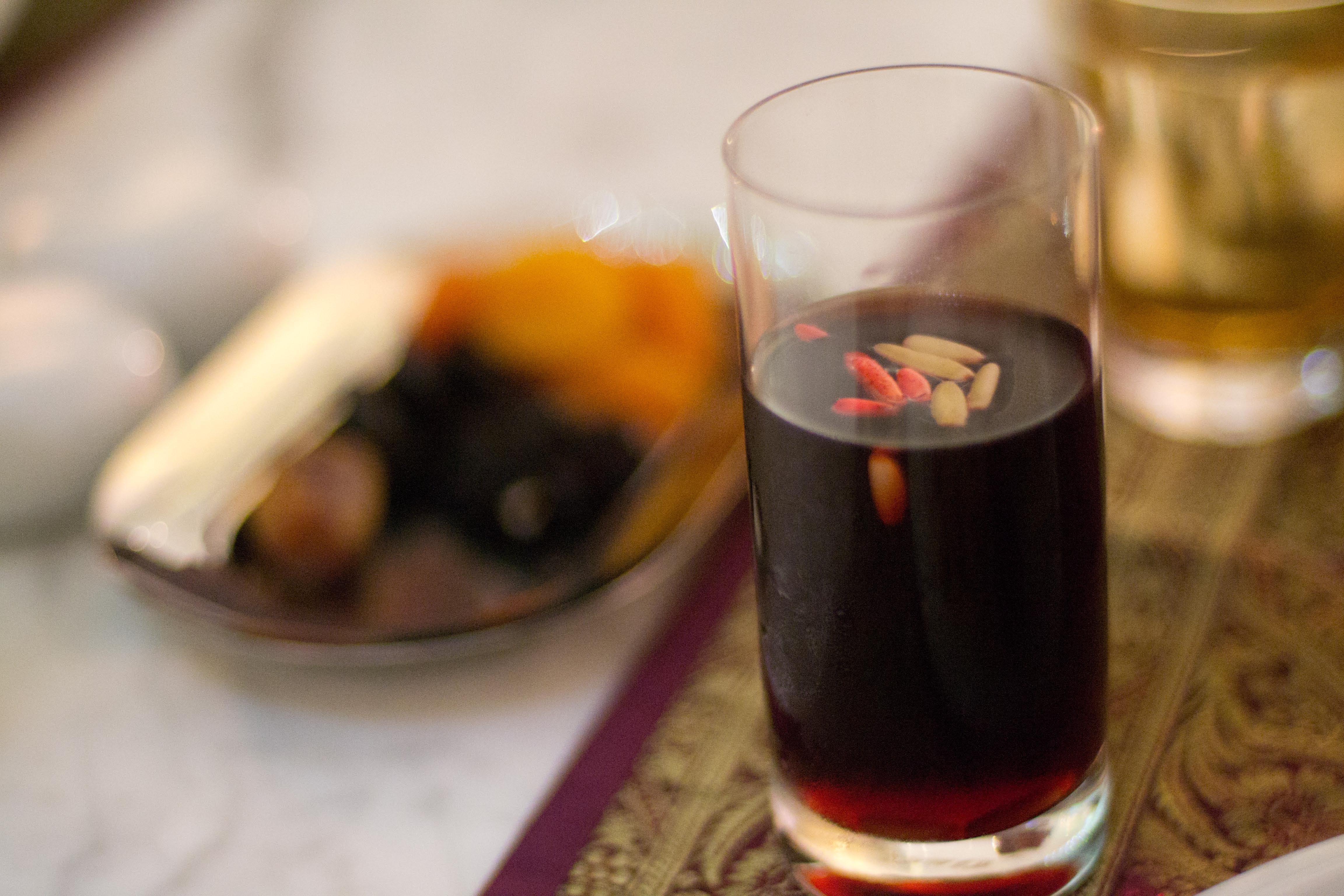 Jallab juice is made of dates, grape molasses, and rose water (WikiMedia)