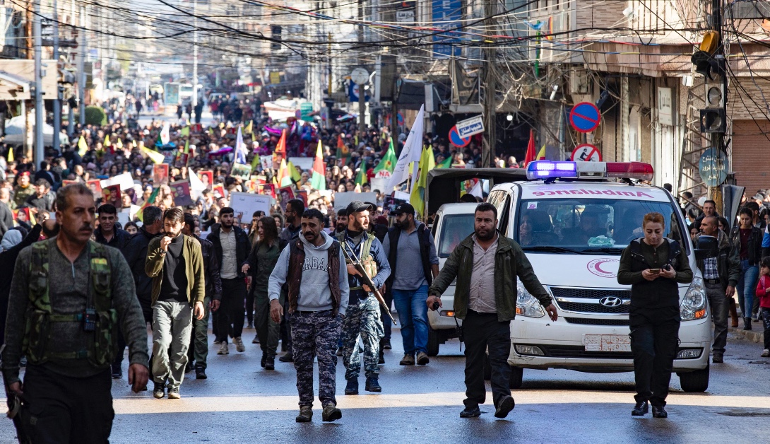 Syrian-Kurdish demonstrators 