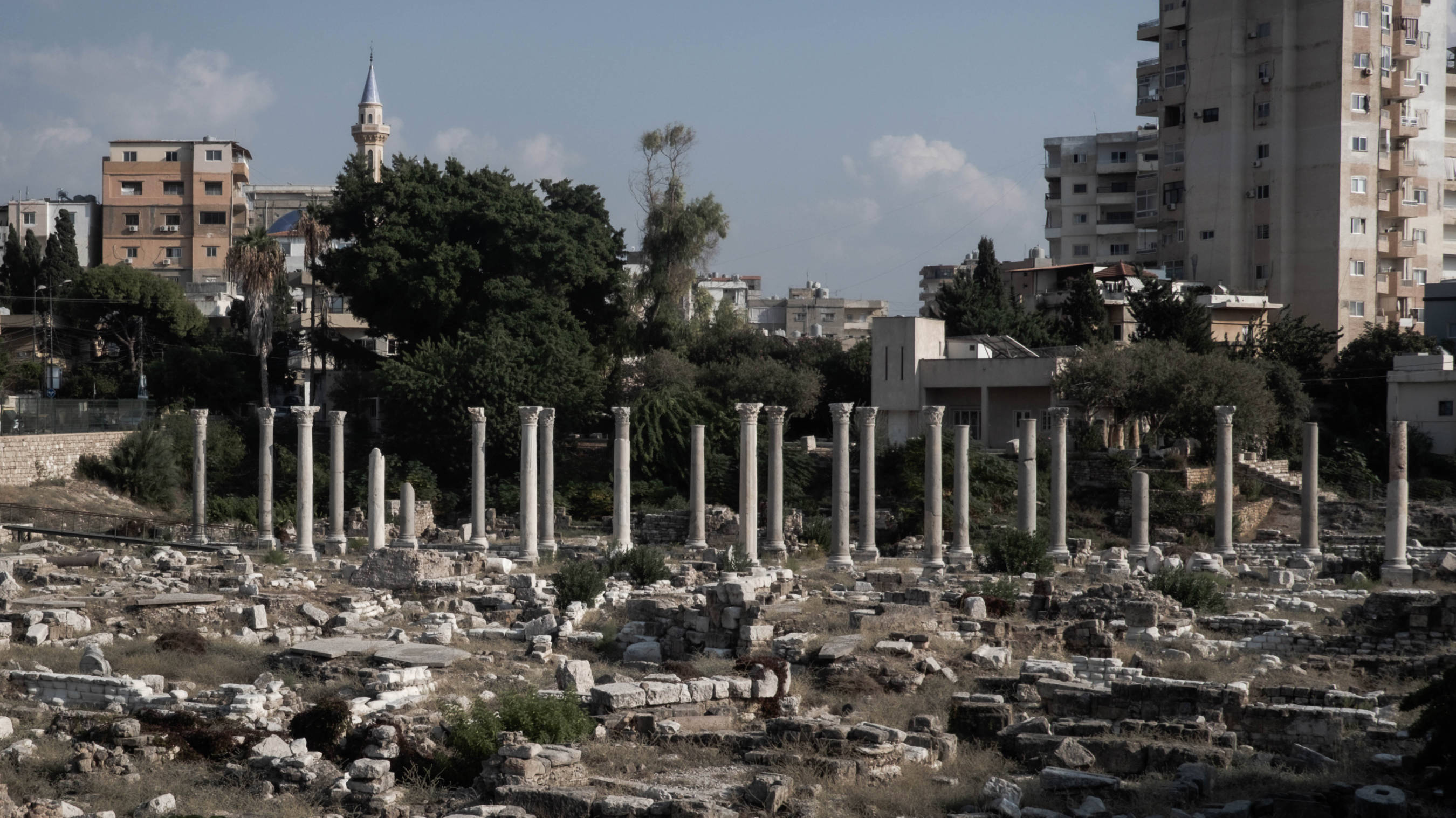 Roman ruins photographed at an archaeological site in the Lebanese costal city of Tyre, Lebanon (Laurent Perpigna Iban/MEE)