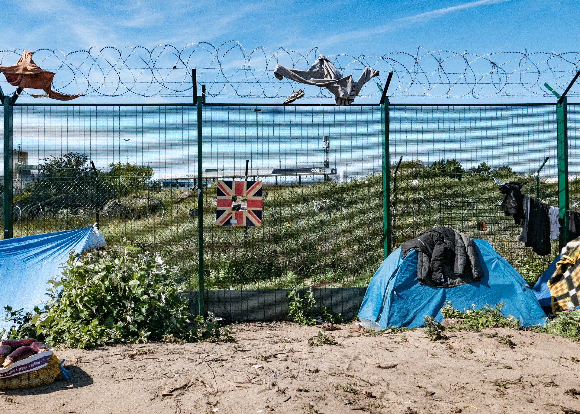 Refugee tents seen near the French-British border at Calais (MEE/Abdul Saboor)