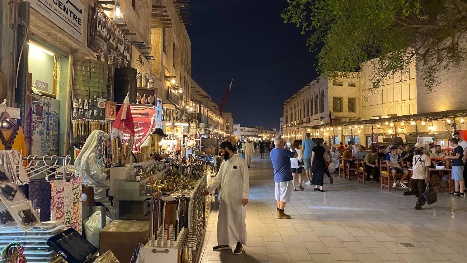 The rebuilt souq offers shoppers a taste of a traditional Qatari shopping area (Karim Jaffar/AFP)