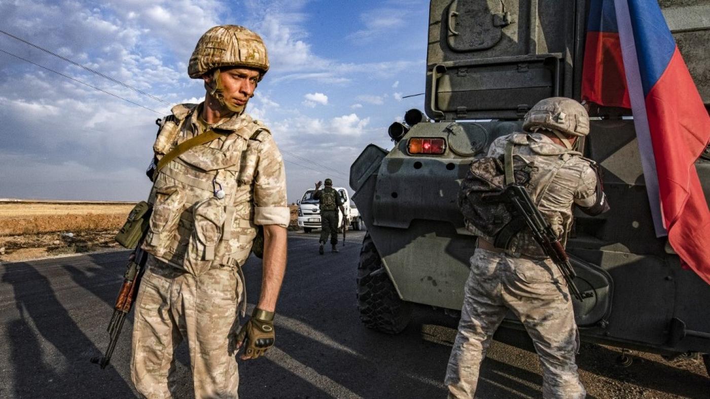 Russian military police in the countryside near the Syrian town of Amuda in Hasakeh province in October 2019 (AFP)