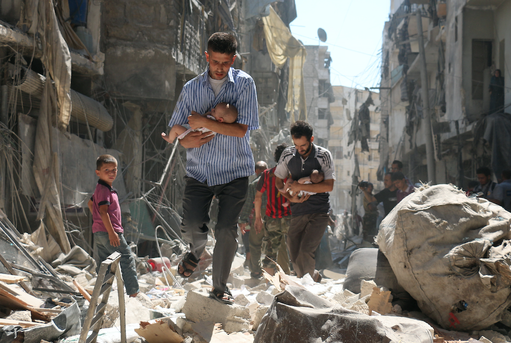 This photo, taken by Halbi in Aleppo in June 2016, earned him recognition at the Bayeux Prize (AFP)