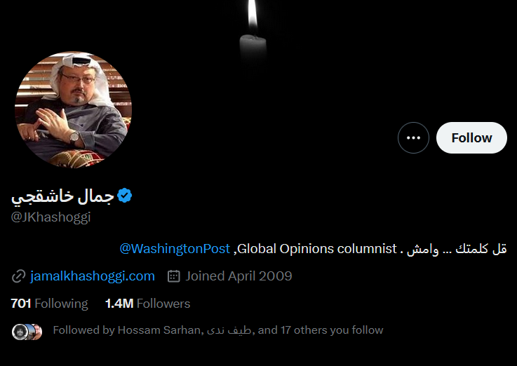 Jamal Khashoggi's twitter