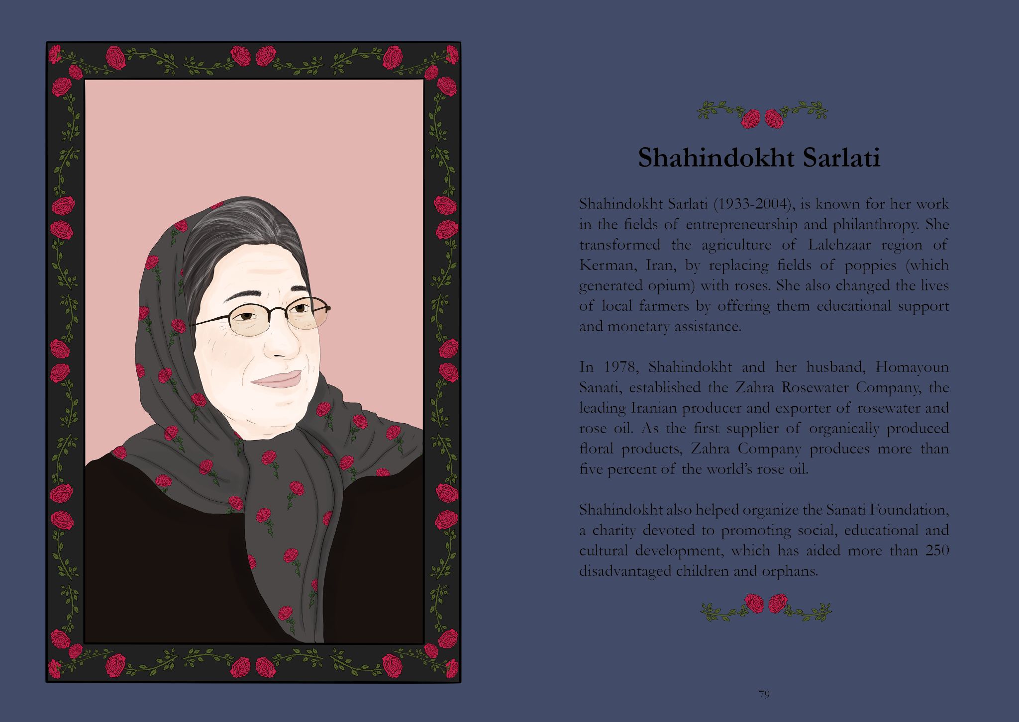 Shahindookht Sarlati helped fight the war on drugs by encouraging farmers to replace poppy fields with roses instead